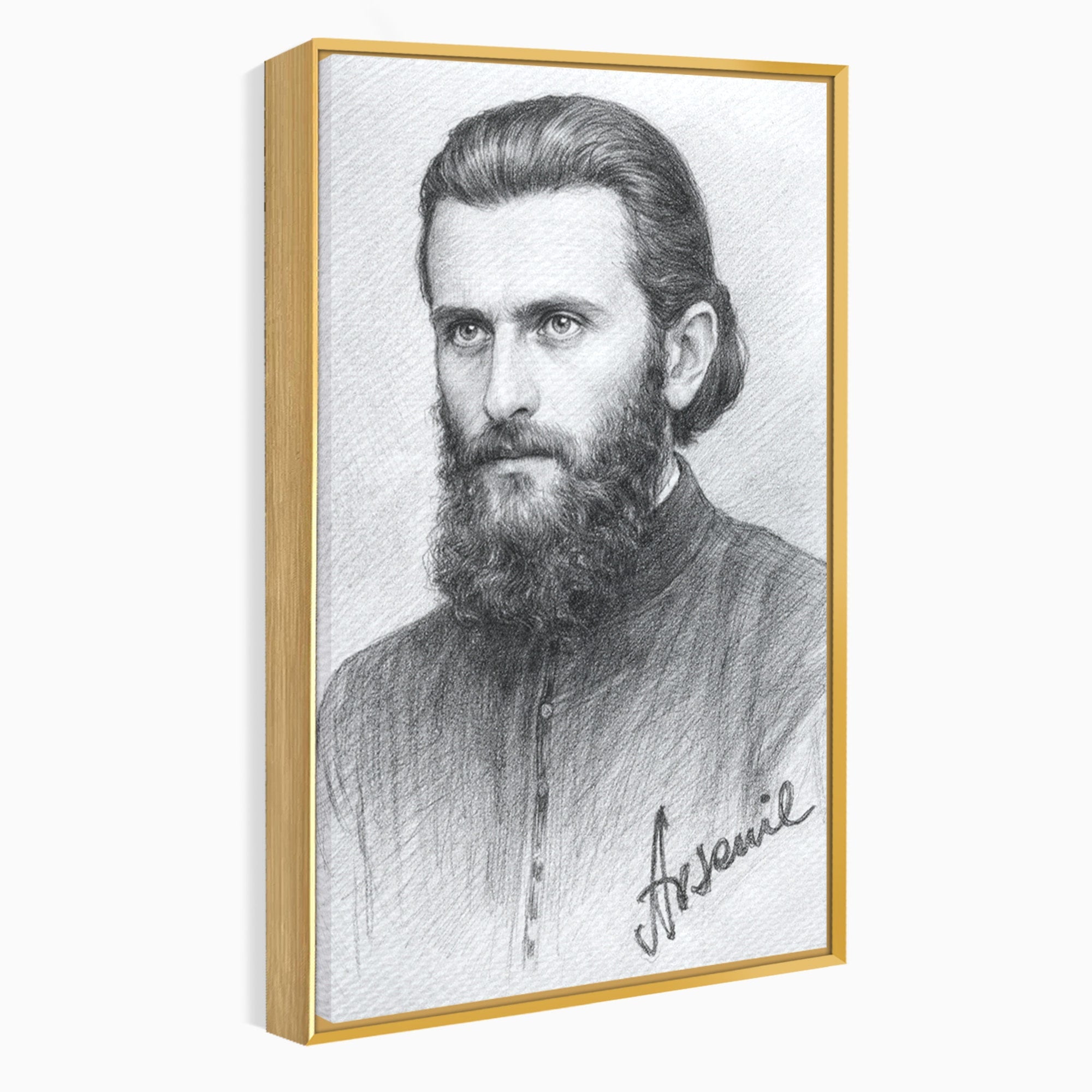 Tablou Canvas Premium LuxCanva® H1103, Portret Călugăr Contemplativ, Portret, Călugăr, Contemplativ, Artă, Birou, Culori Vibrante