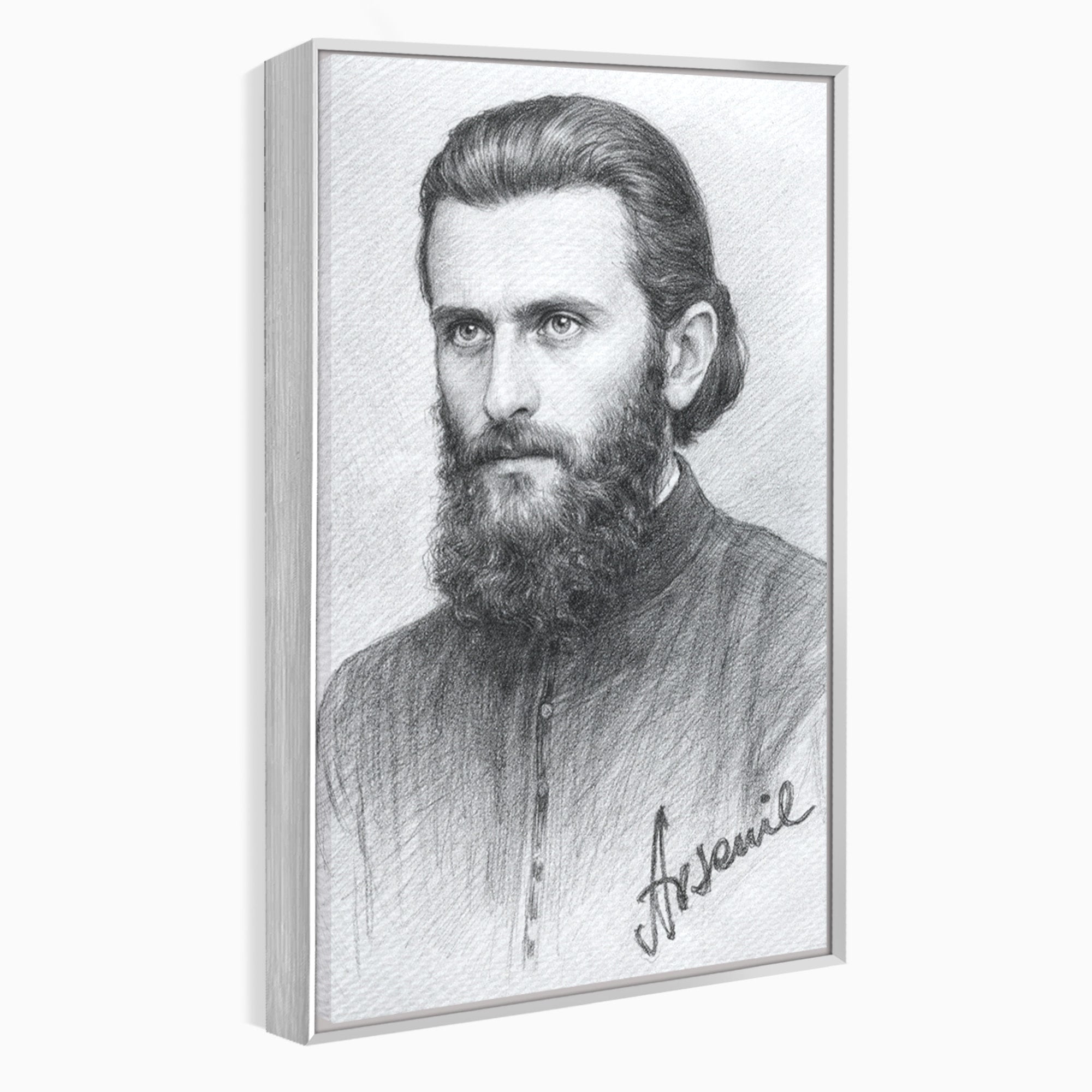 Tablou Canvas Premium LuxCanva® H1103, Portret Călugăr Contemplativ, Portret, Călugăr, Contemplativ, Artă, Birou, Culori Vibrante