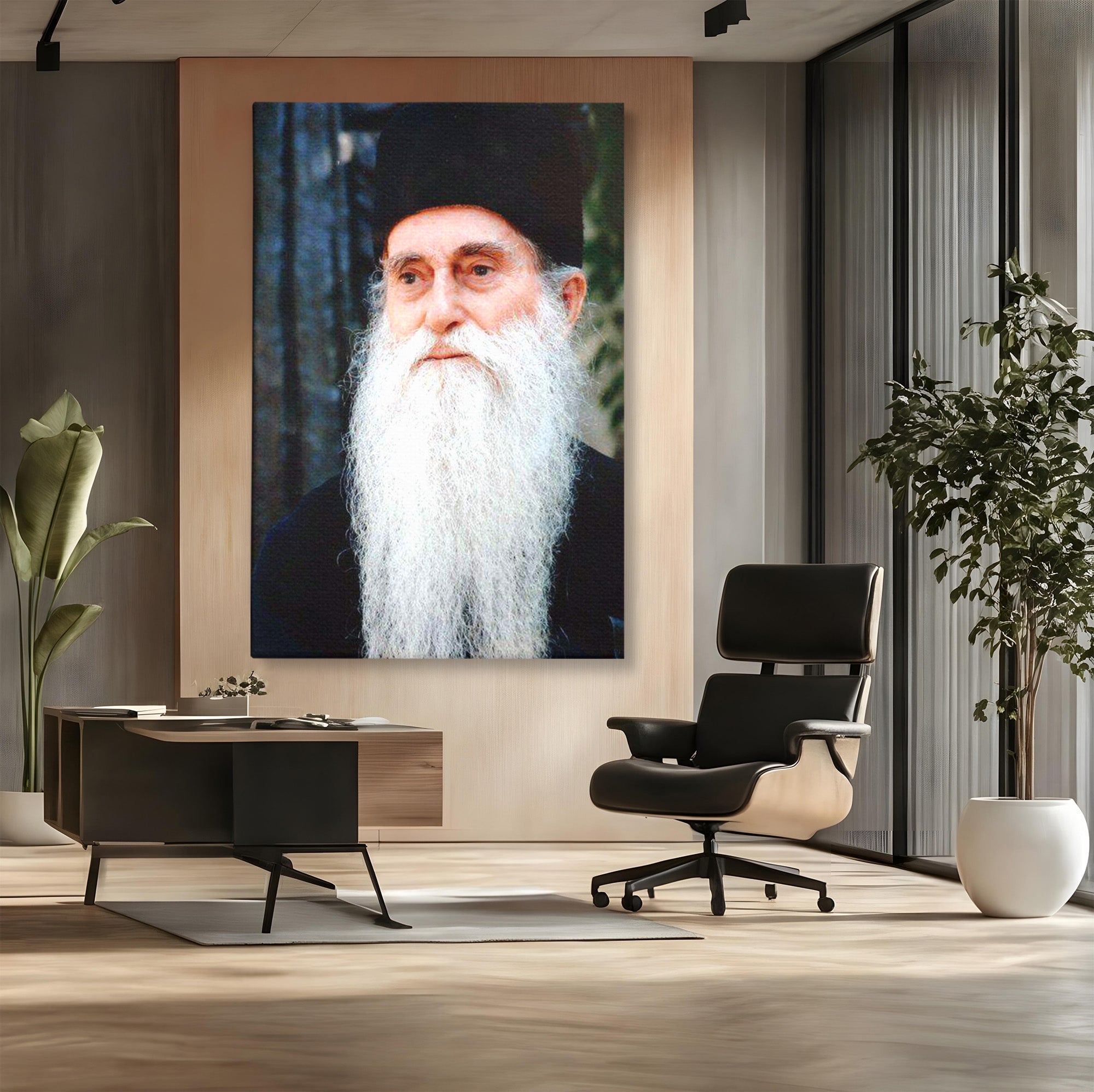 Tablou Canvas Premium LuxCanva® H1105, Arsenie Papacioc – Cuvânt și Har, Portret, Credinta, Spiritualitate, Duhovnic, Birou, Culori Vibrante