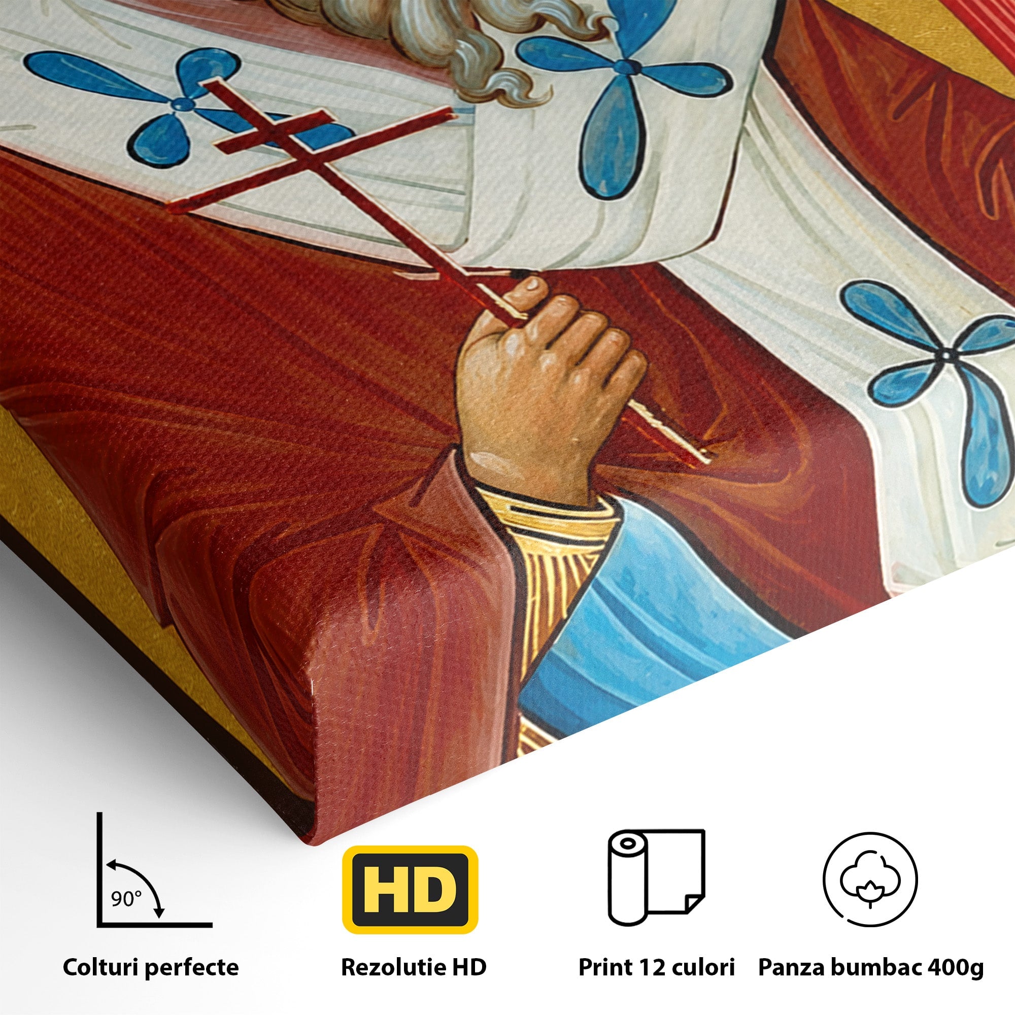 Tablou Canvas Premium LuxCanva® H1106, Sfantul Ciprian, Religie, Icoana, Ortodox, Sfant, Credinta, Dormitor, Culori Vibrante