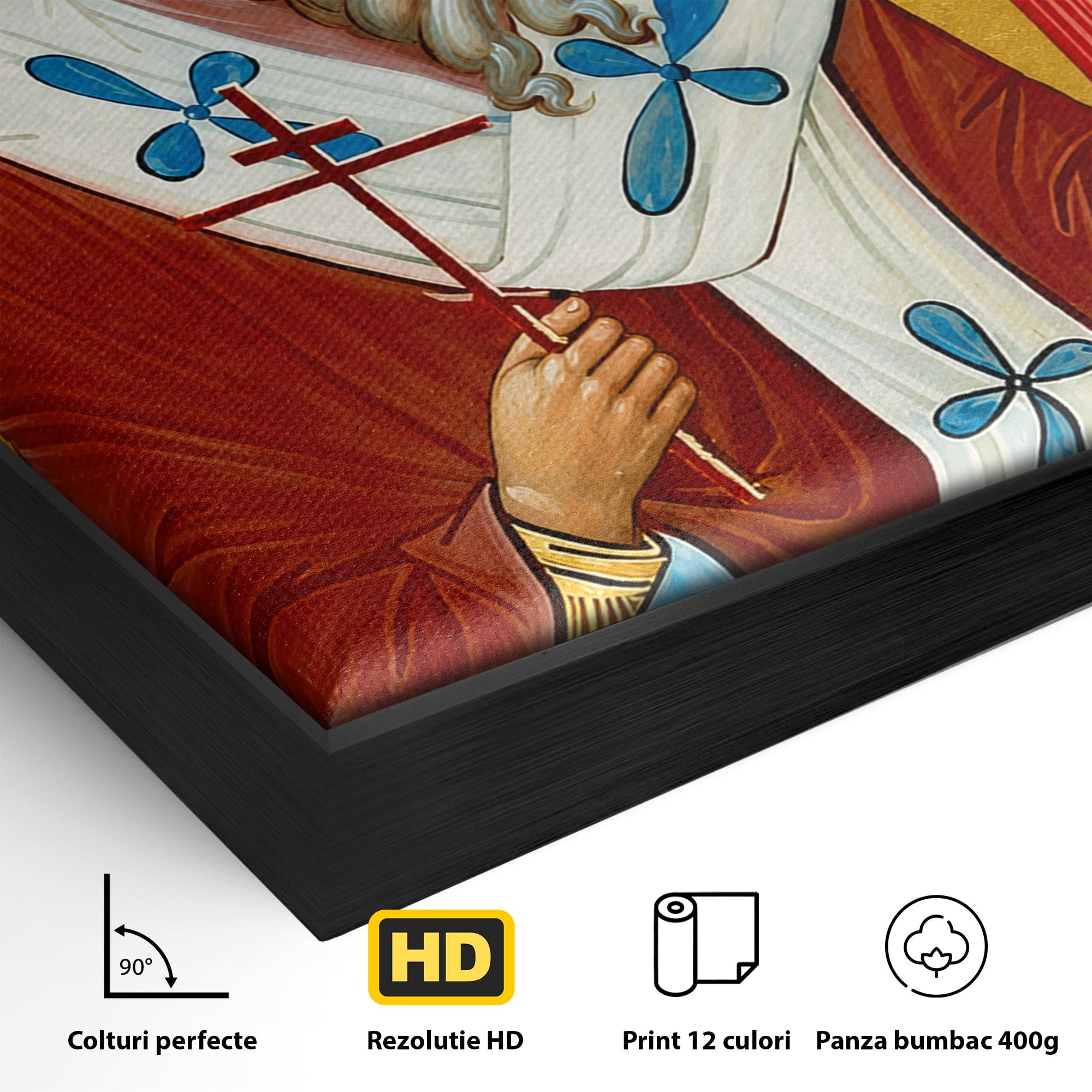 Tablou Canvas Premium LuxCanva® H1106, Sfantul Ciprian, Religie, Icoana, Ortodox, Sfant, Credinta, Dormitor, Culori Vibrante