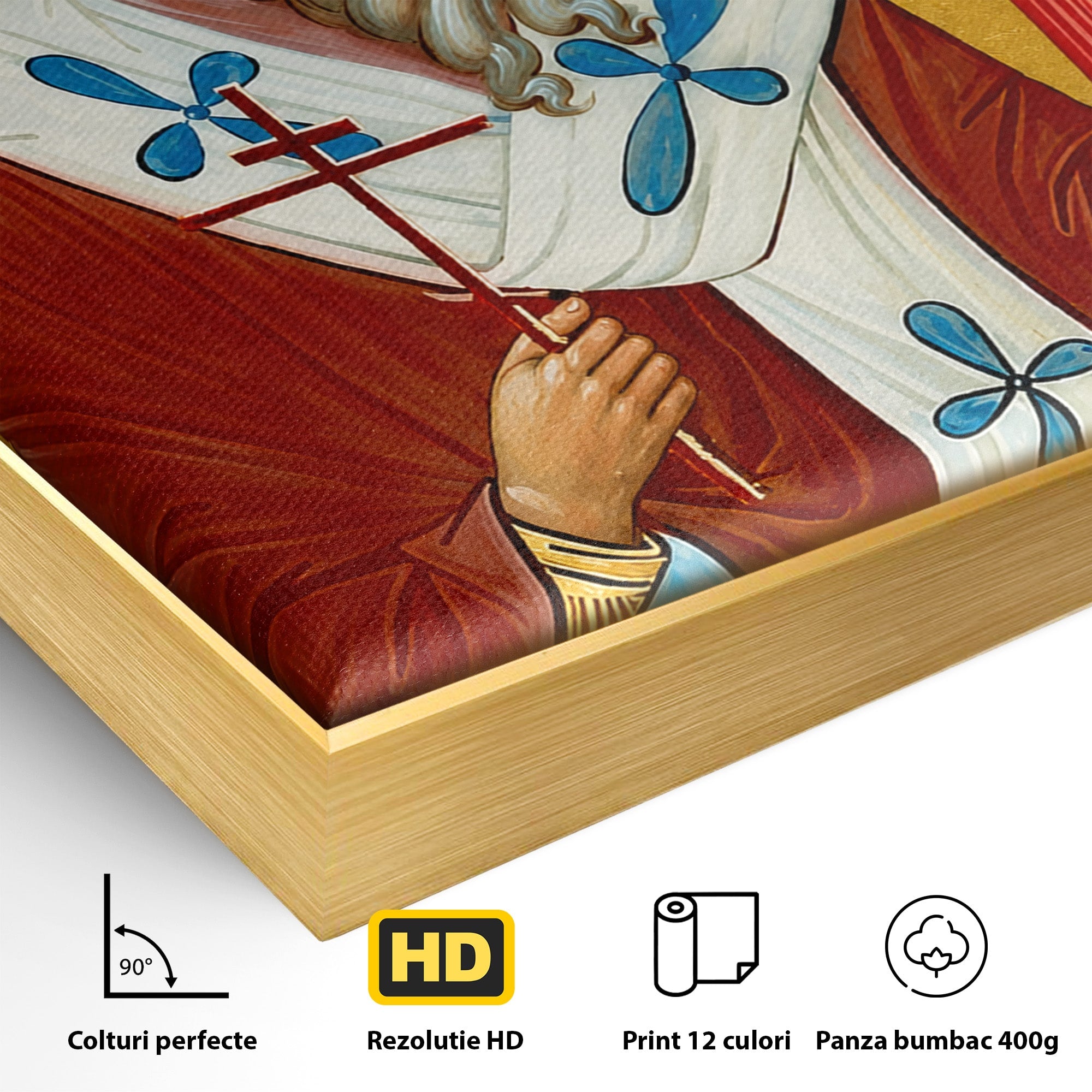 Tablou Canvas Premium LuxCanva® H1106, Sfantul Ciprian, Religie, Icoana, Ortodox, Sfant, Credinta, Dormitor, Culori Vibrante