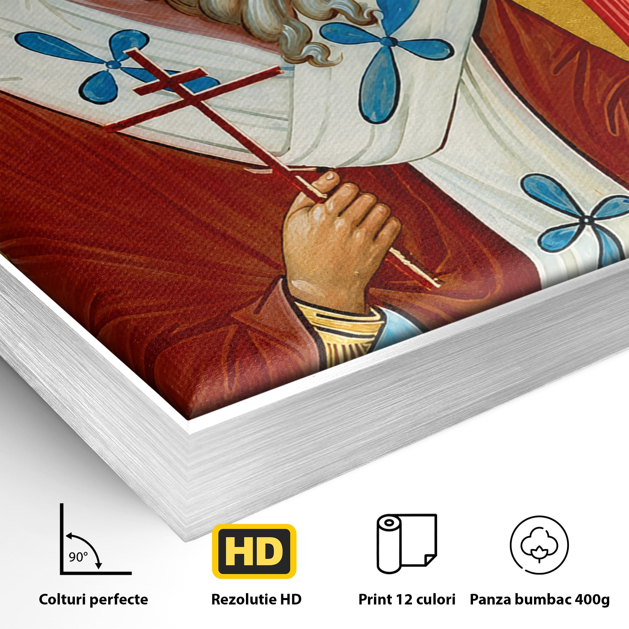 Tablou Canvas Premium LuxCanva® H1106, Sfantul Ciprian, Religie, Icoana, Ortodox, Sfant, Credinta, Dormitor, Culori Vibrante