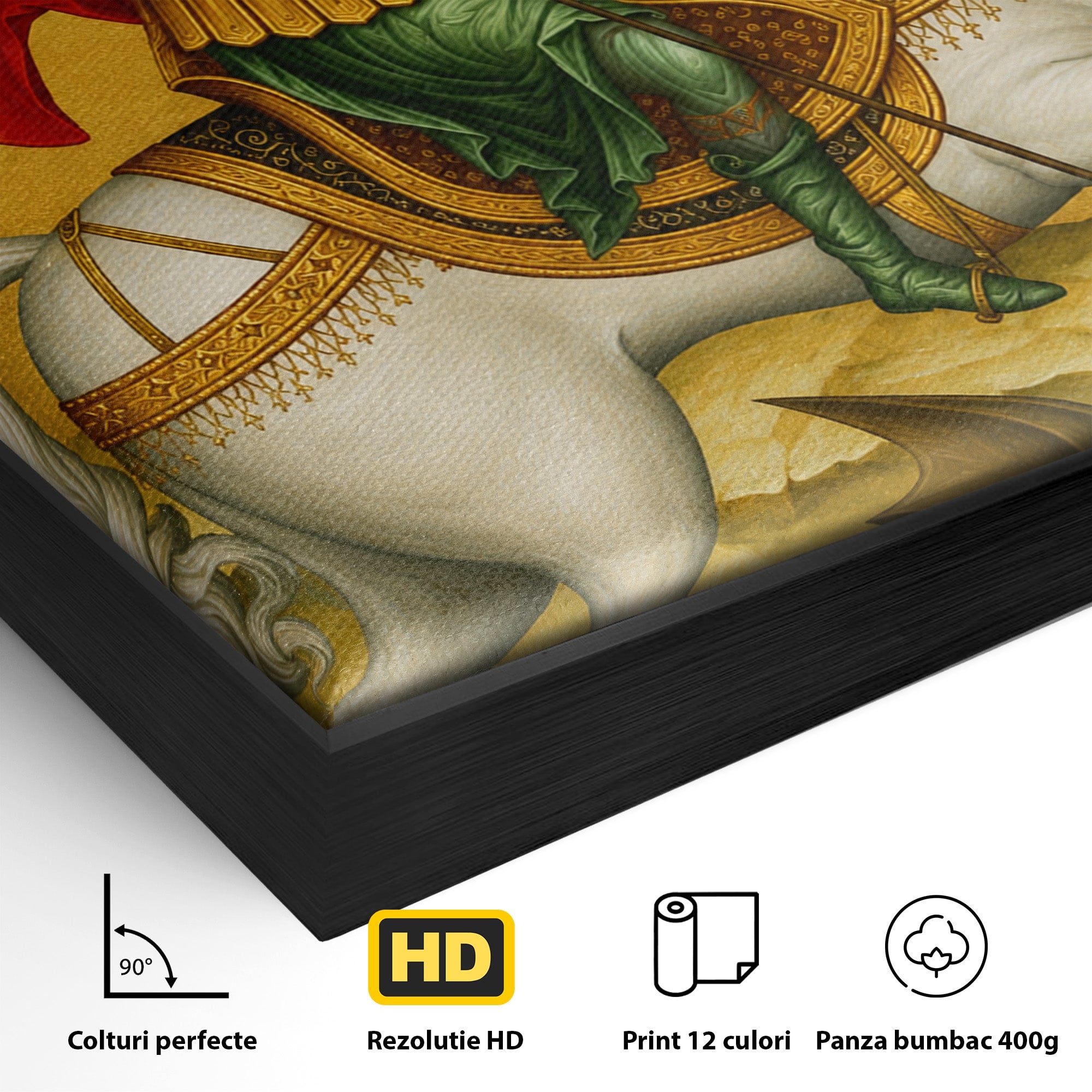 Tablou Canvas Premium LuxCanva® H1108, Sfantul Gheorghe Si Dragonul, Religie, Izbavire, Rugaciune, Credinta, Dormitor, Culori Vibrante