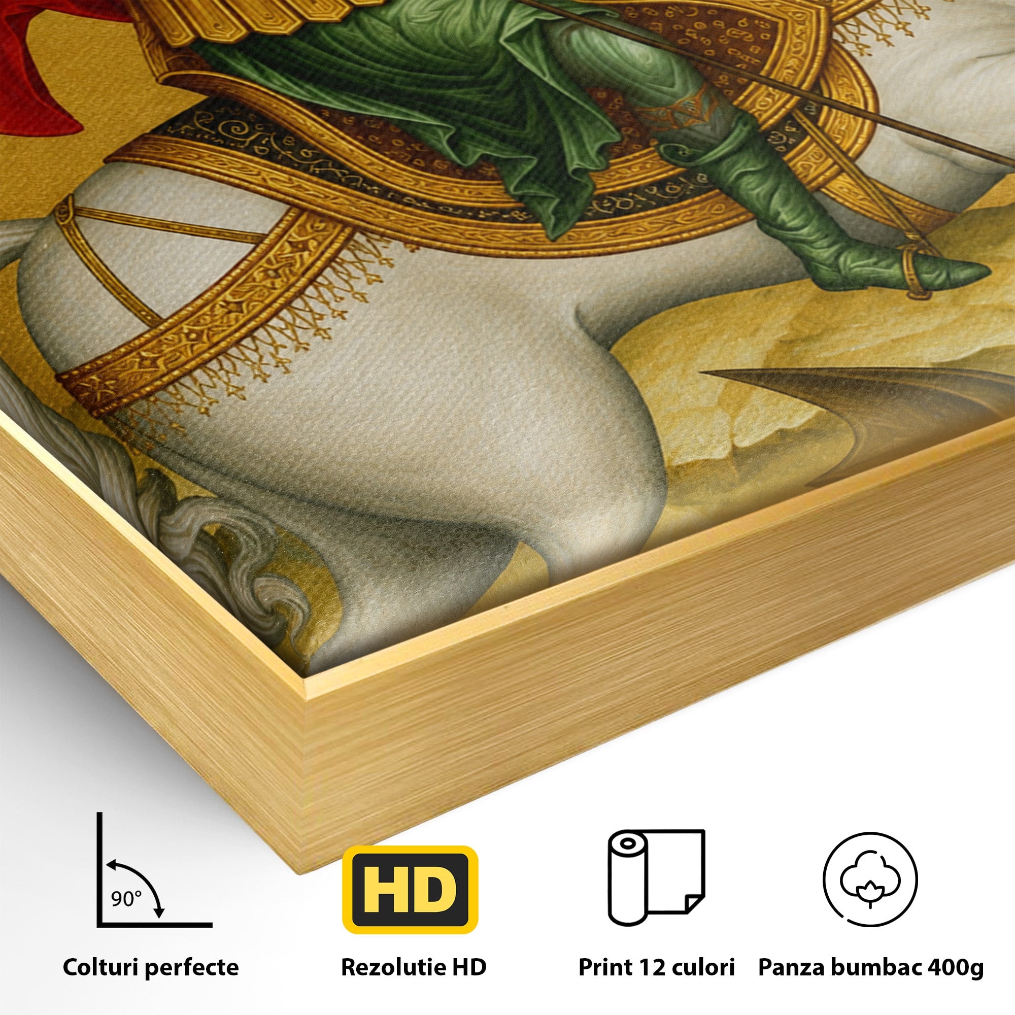 Tablou Canvas Premium LuxCanva® H1108, Sfantul Gheorghe Si Dragonul, Religie, Izbavire, Rugaciune, Credinta, Dormitor, Culori Vibrante