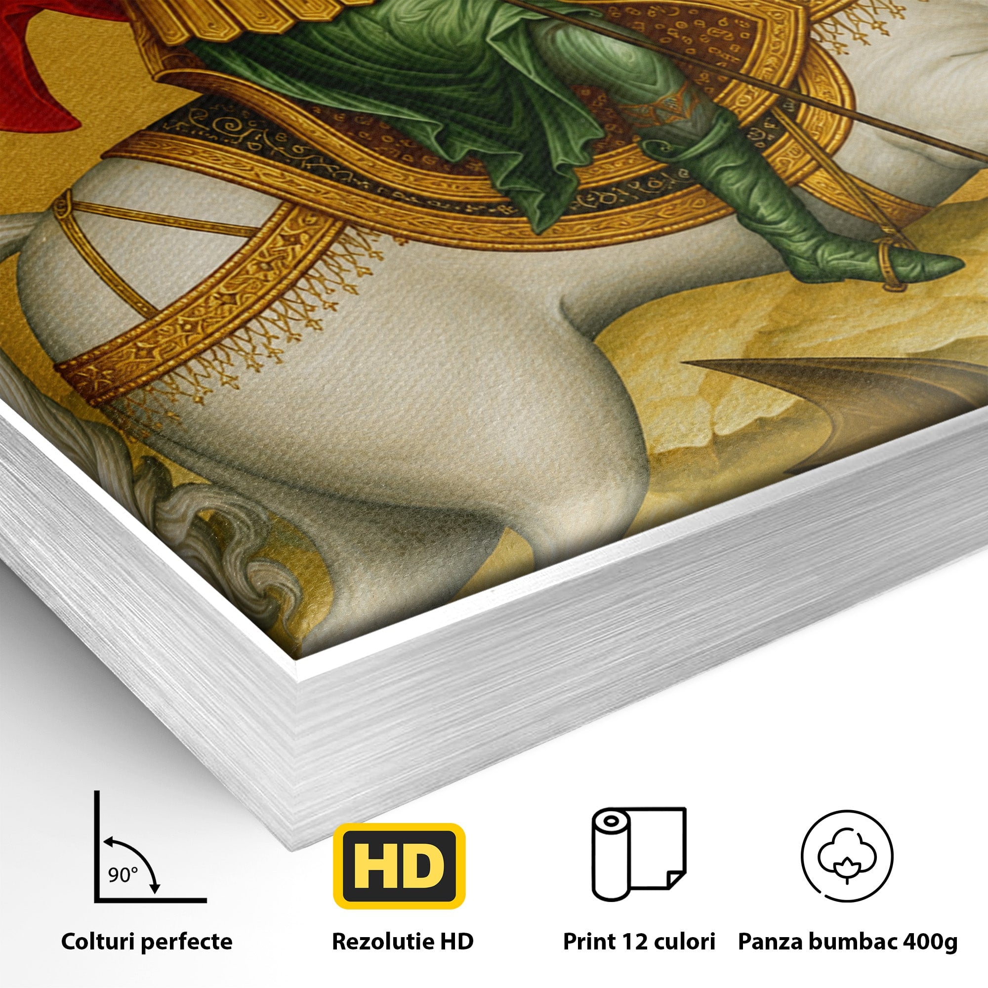Tablou Canvas Premium LuxCanva® H1108, Sfantul Gheorghe Si Dragonul, Religie, Izbavire, Rugaciune, Credinta, Dormitor, Culori Vibrante