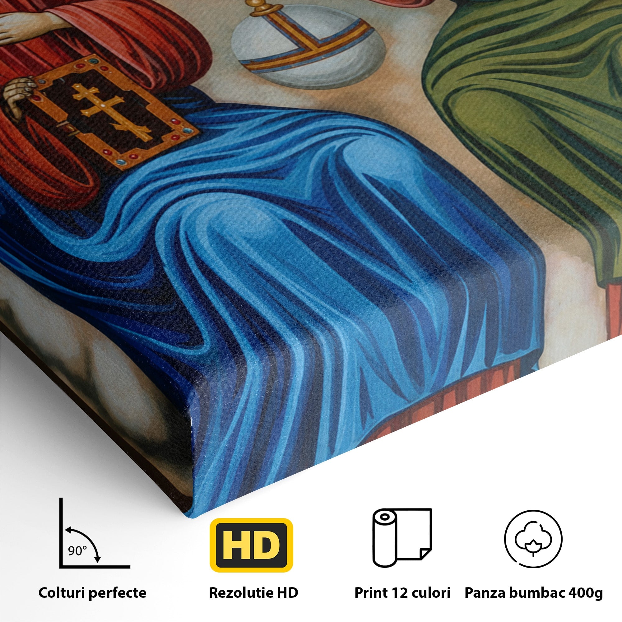Tablou Canvas Premium LuxCanva® H1111, Sfanta Treime, Religie, Icoana, Spiritualitate, Sfinti, Living, Dormitor, Culori Vibrante