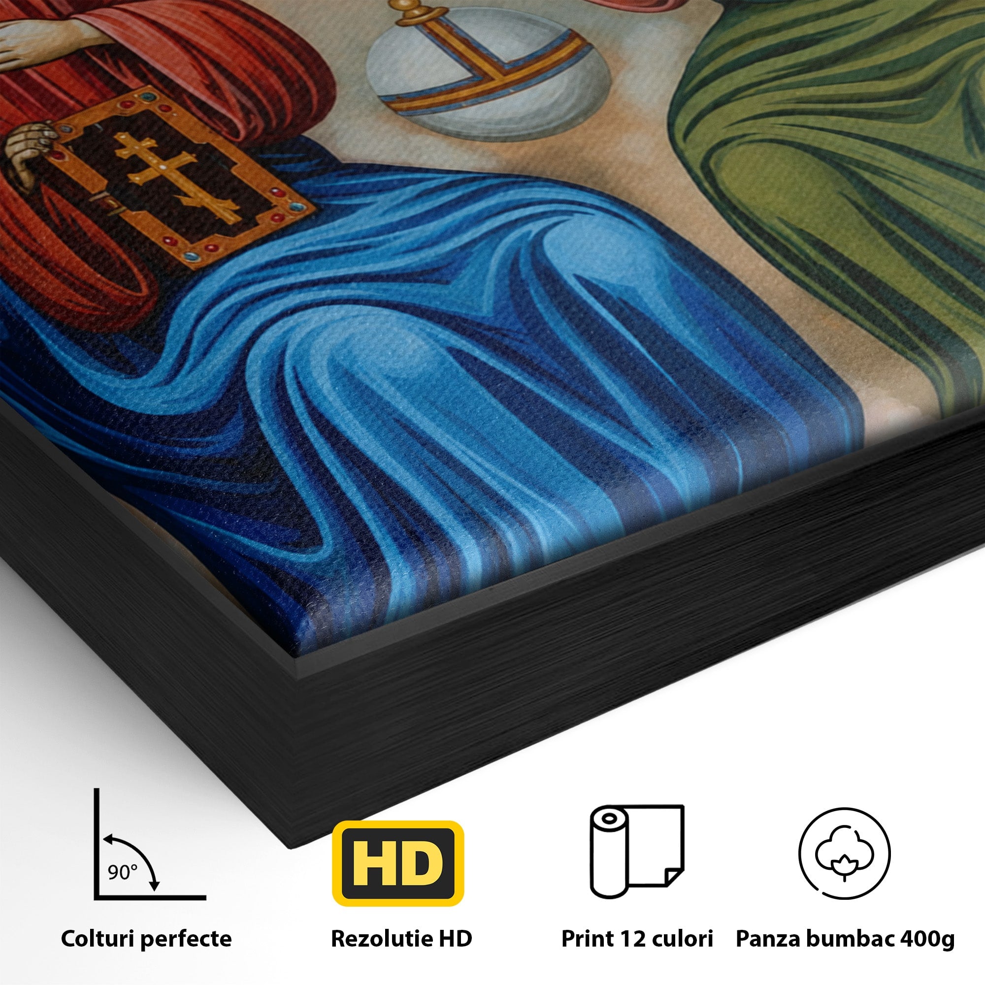 Tablou Canvas Premium LuxCanva® H1111, Sfanta Treime, Religie, Icoana, Spiritualitate, Sfinti, Living, Dormitor, Culori Vibrante