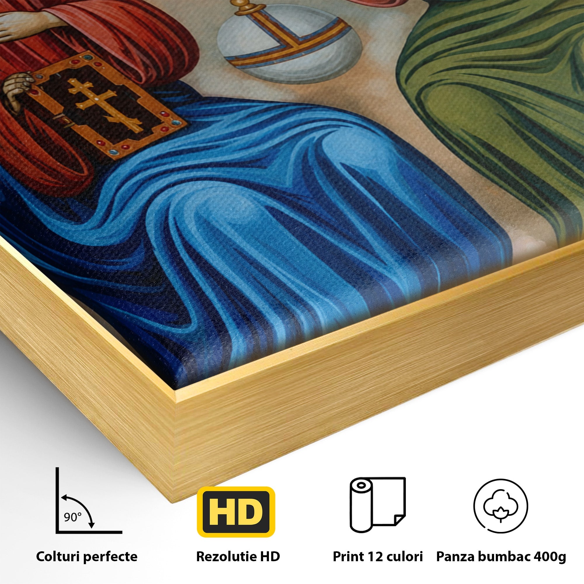 Tablou Canvas Premium LuxCanva® H1111, Sfanta Treime, Religie, Icoana, Spiritualitate, Sfinti, Living, Dormitor, Culori Vibrante