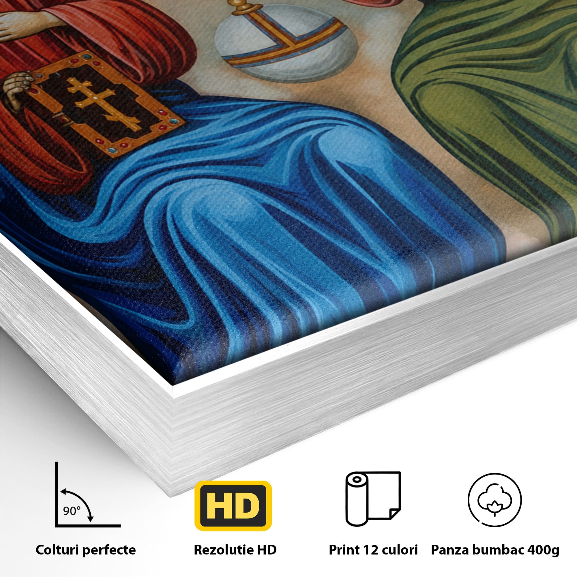 Tablou Canvas Premium LuxCanva® H1111, Sfanta Treime, Religie, Icoana, Spiritualitate, Sfinti, Living, Dormitor, Culori Vibrante