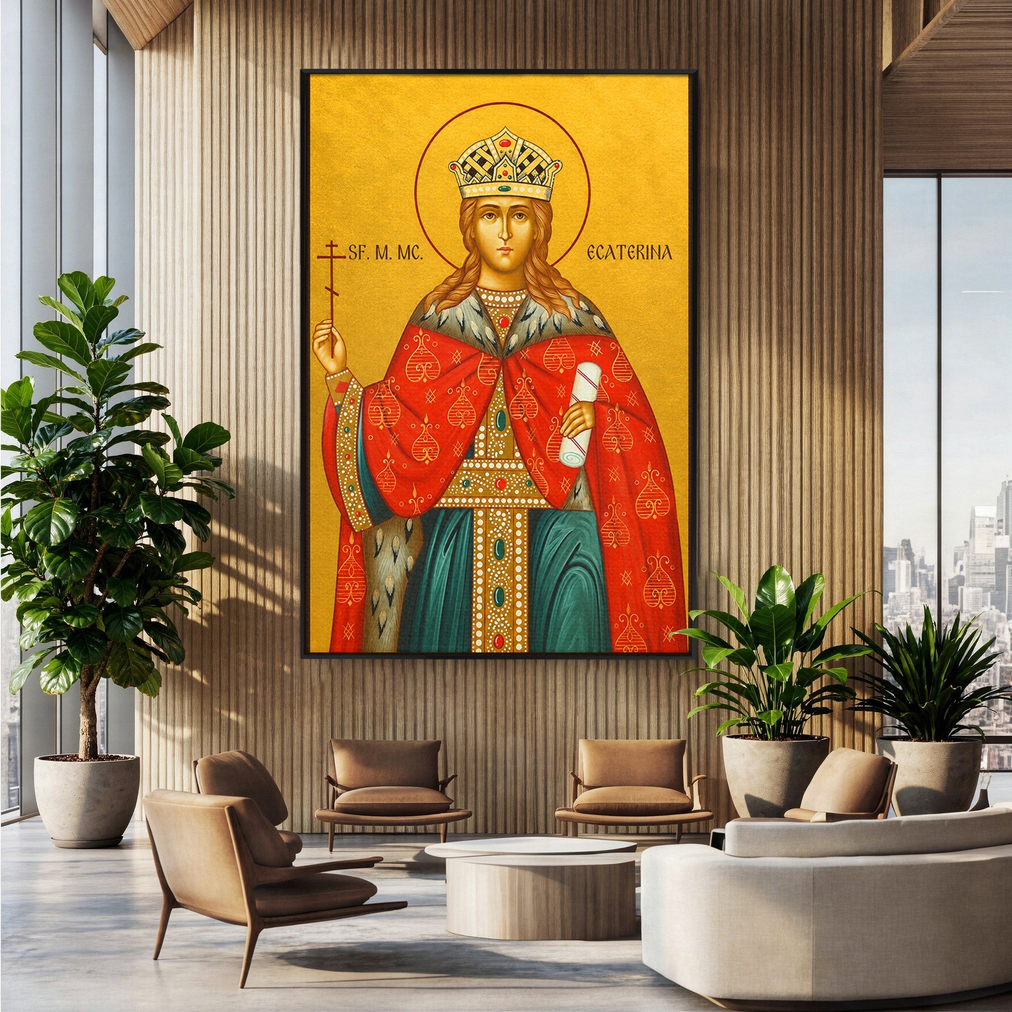 Tablou Canvas Premium LuxCanva® H1112, Sfanta Mucenita Ecaterina, Religie, Icoana, Portret, Dormitor, Hol, Culori Vibrante