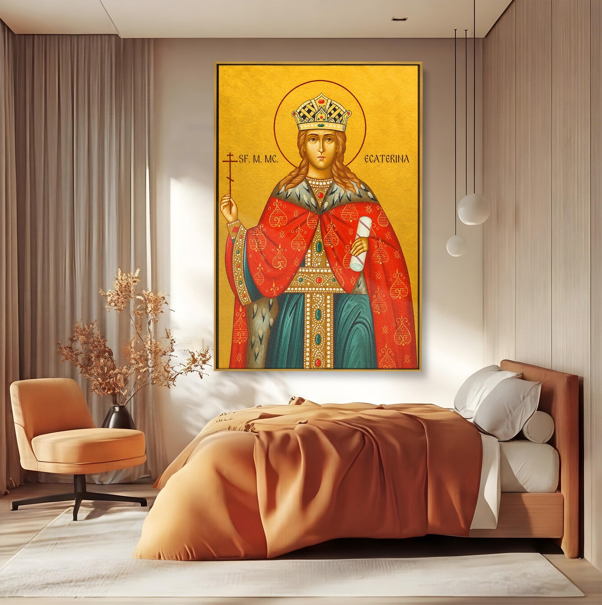 Tablou Canvas Premium LuxCanva® H1112, Sfanta Mucenita Ecaterina, Religie, Icoana, Portret, Dormitor, Hol, Culori Vibrante