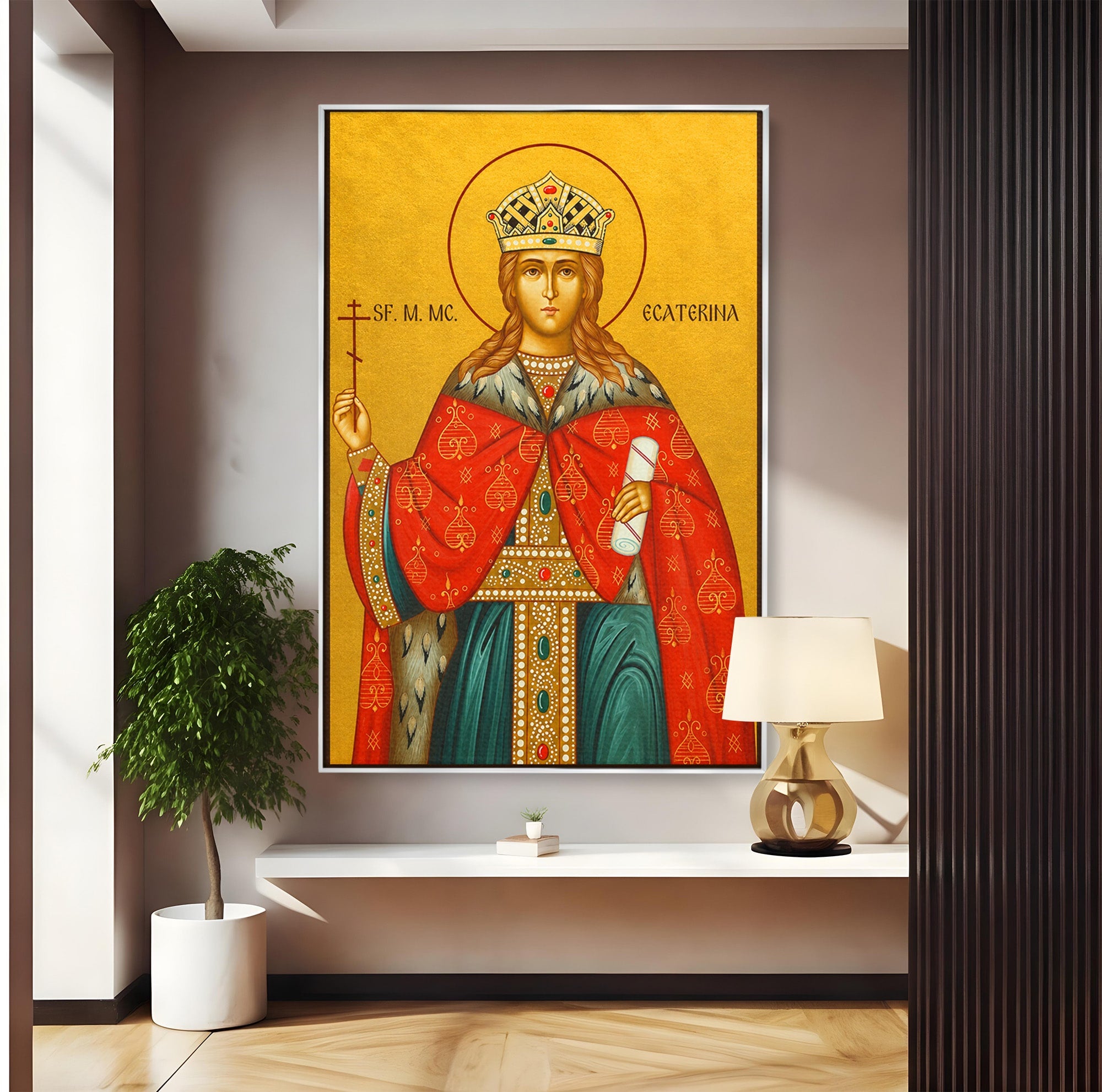Tablou Canvas Premium LuxCanva® H1112, Sfanta Mucenita Ecaterina, Religie, Icoana, Portret, Dormitor, Hol, Culori Vibrante