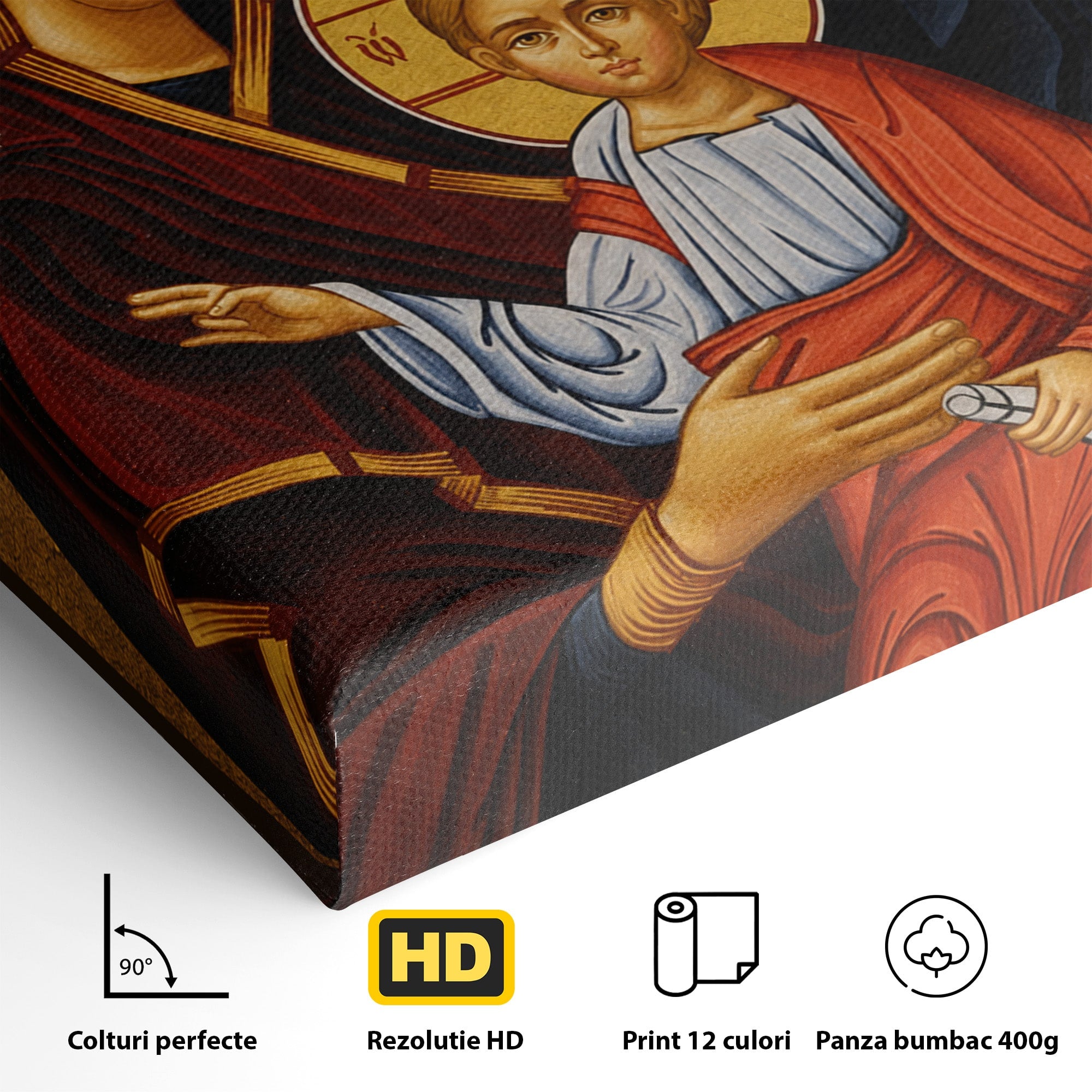 Tablou Canvas Premium LuxCanva® H1113, Binecuvântarea Sfintei Familii, Icoana, Religie, Spiritualitate, Sacru, Dormitor, Birou, Culori Vibrante