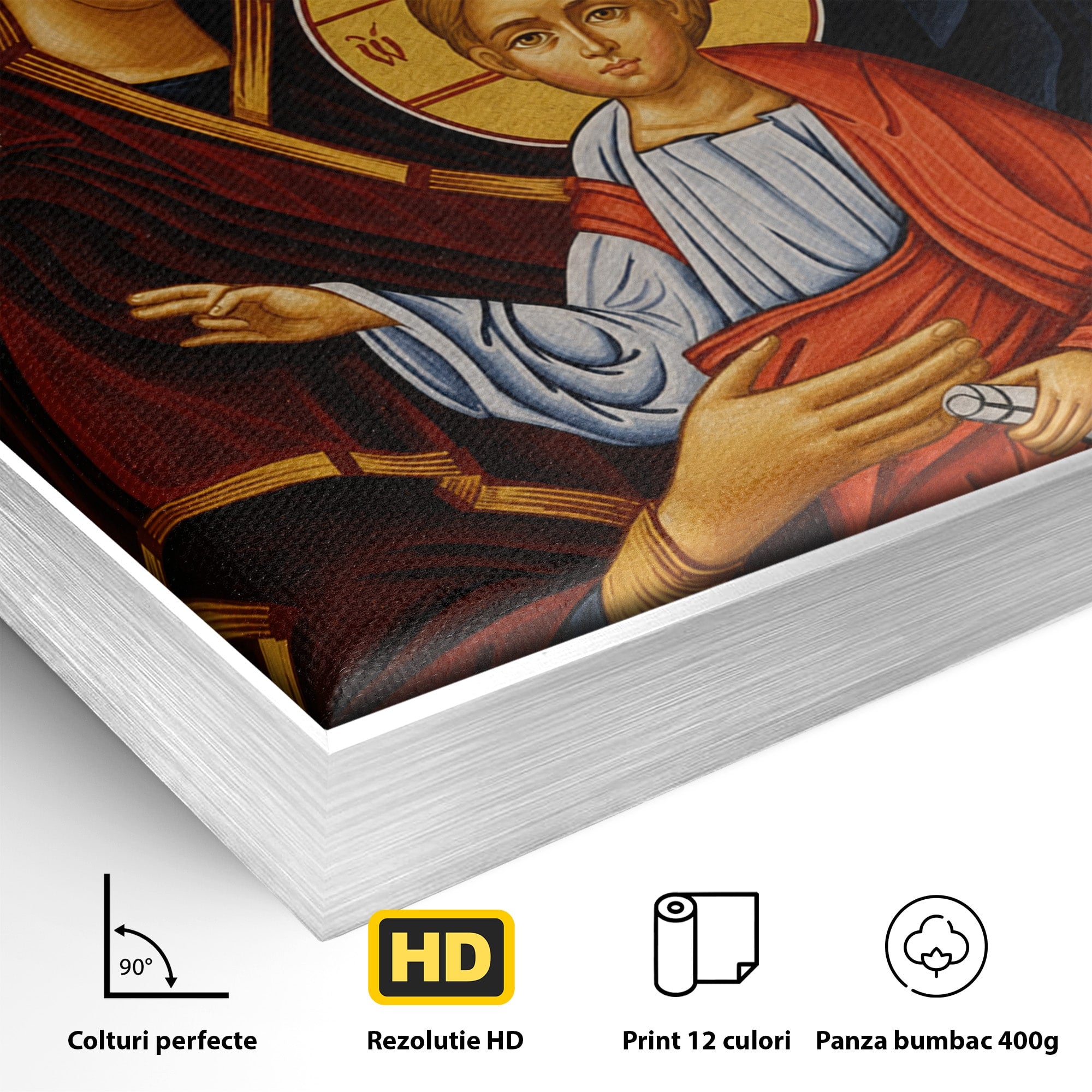 Tablou Canvas Premium LuxCanva® H1113, Binecuvântarea Sfintei Familii, Icoana, Religie, Spiritualitate, Sacru, Dormitor, Birou, Culori Vibrante