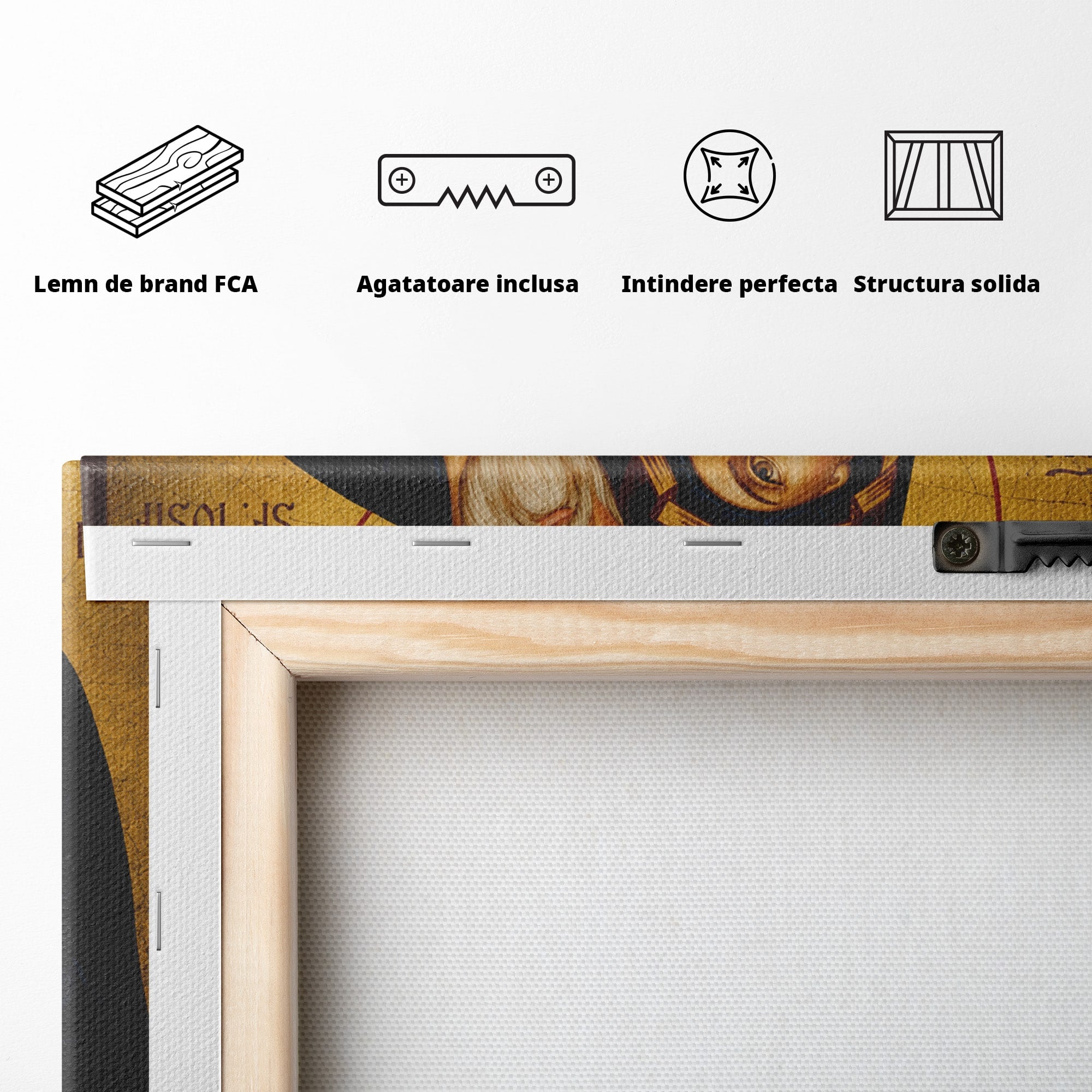 Tablou Canvas Premium LuxCanva® H1113, Binecuvântarea Sfintei Familii, Icoana, Religie, Spiritualitate, Sacru, Dormitor, Birou, Culori Vibrante
