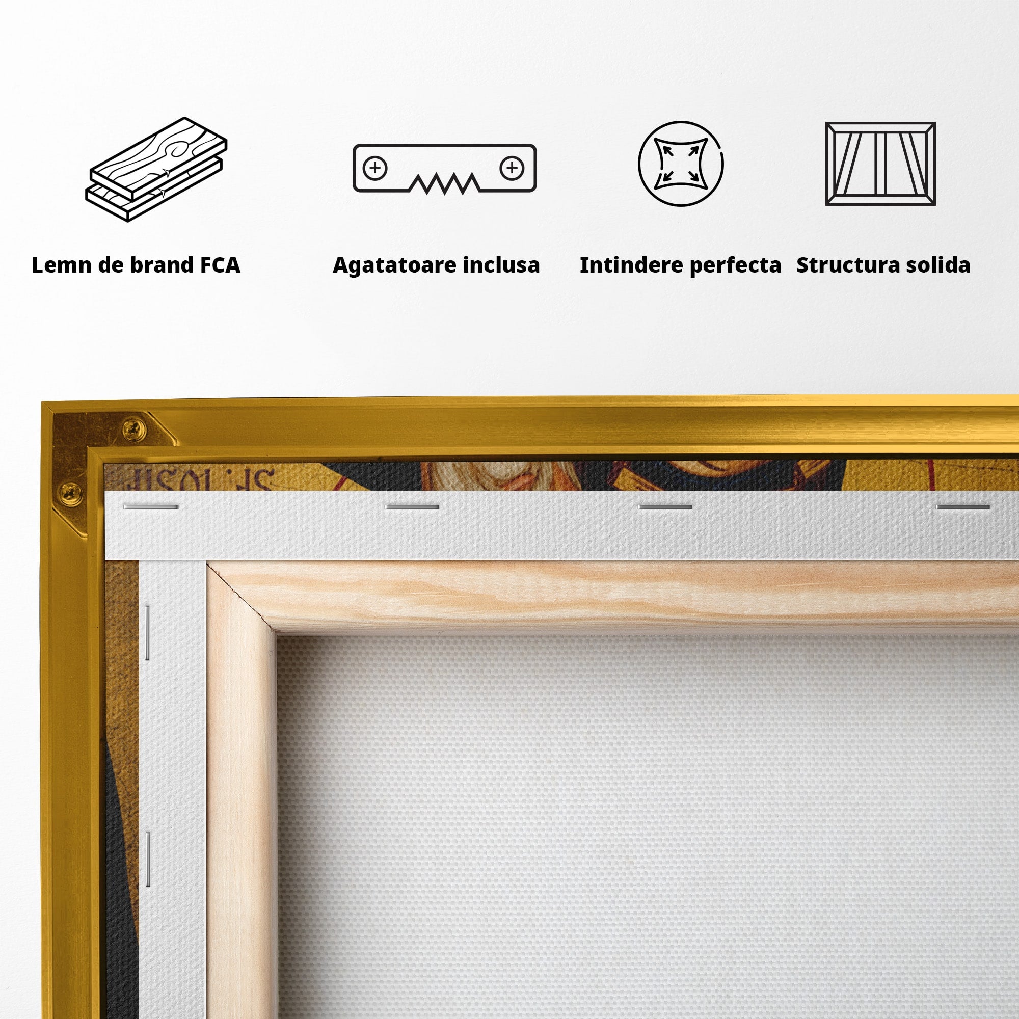 Tablou Canvas Premium LuxCanva® H1113, Binecuvântarea Sfintei Familii, Icoana, Religie, Spiritualitate, Sacru, Dormitor, Birou, Culori Vibrante