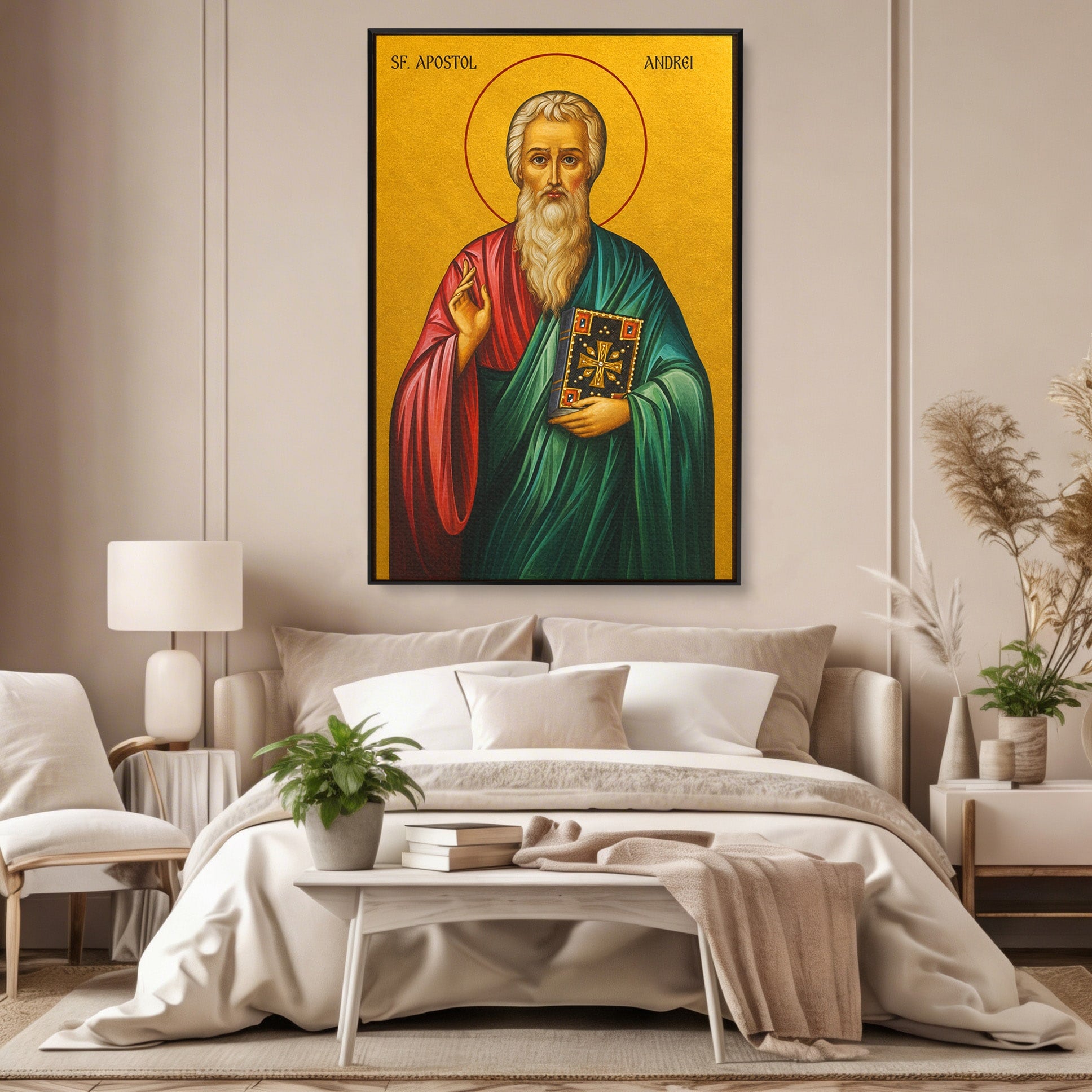 Tablou Canvas Premium LuxCanva® H1115, Sfantul Apostol Andrei, Religie, Icoana, Ocrotitor, Credinta, Birou, Culori Vibrante