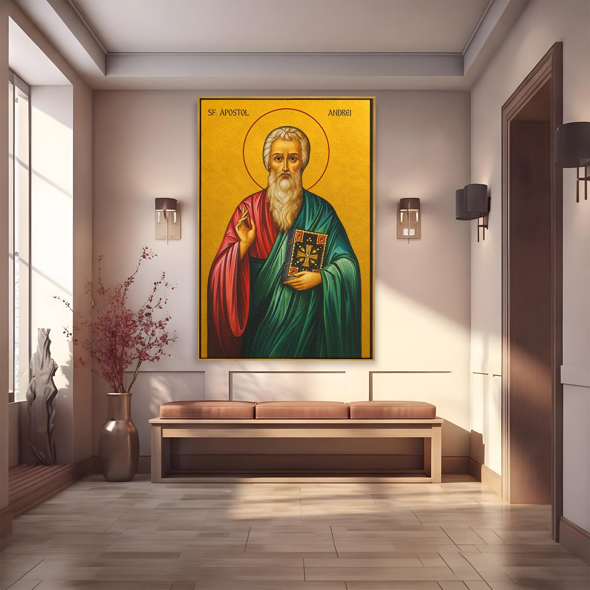 Tablou Canvas Premium LuxCanva® H1115, Sfantul Apostol Andrei, Religie, Icoana, Ocrotitor, Credinta, Birou, Culori Vibrante