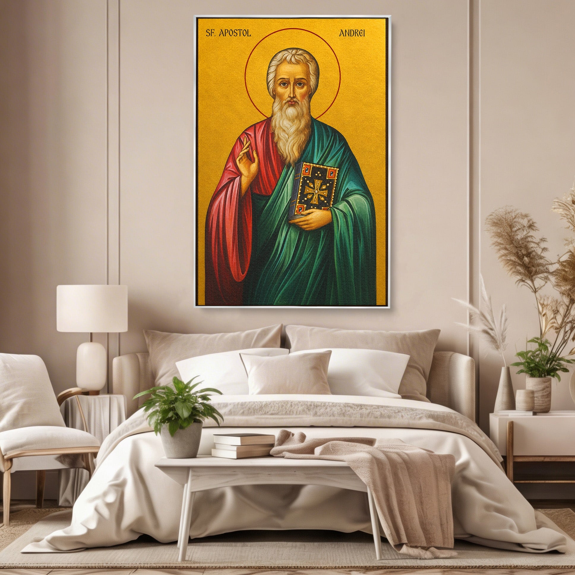 Tablou Canvas Premium LuxCanva® H1115, Sfantul Apostol Andrei, Religie, Icoana, Ocrotitor, Credinta, Birou, Culori Vibrante