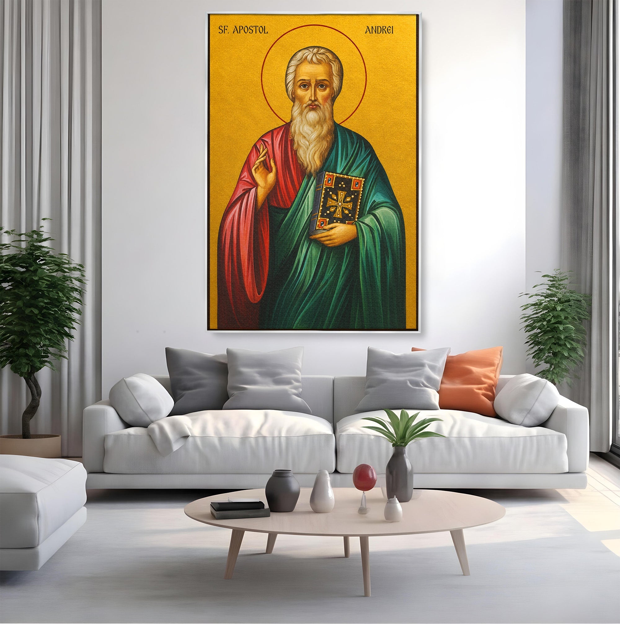 Tablou Canvas Premium LuxCanva® H1115, Sfantul Apostol Andrei, Religie, Icoana, Ocrotitor, Credinta, Birou, Culori Vibrante