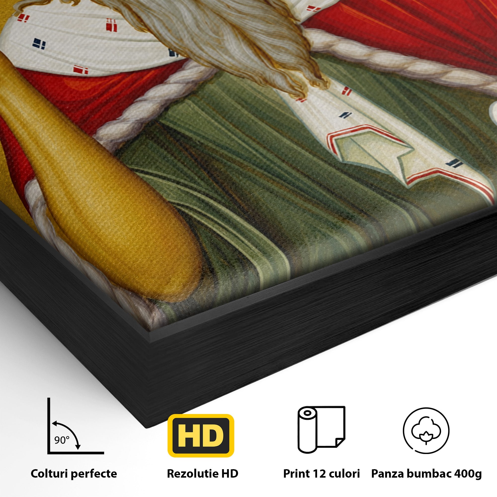 Tablou Canvas Premium LuxCanva® H1116, Sfantul Ilie, Car, Foc, Icoana, Ortodoxie, Proroc, Credinta, Birou, Culori Vibrante
