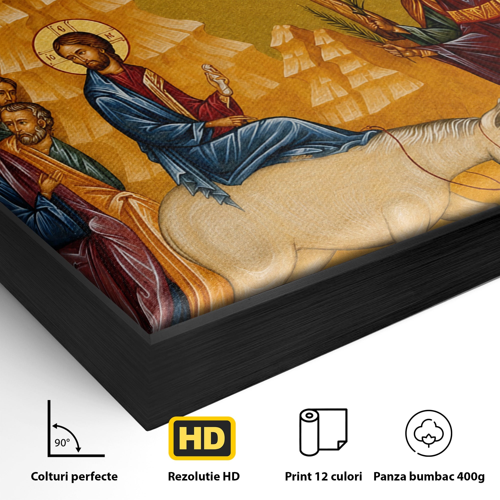 Tablou Canvas Premium LuxCanva® H1118, Intrarea Domnului In Ierusalim, Icoana, Florii, Smerenie, Credinta, Pace, Living, Culori Vibrante