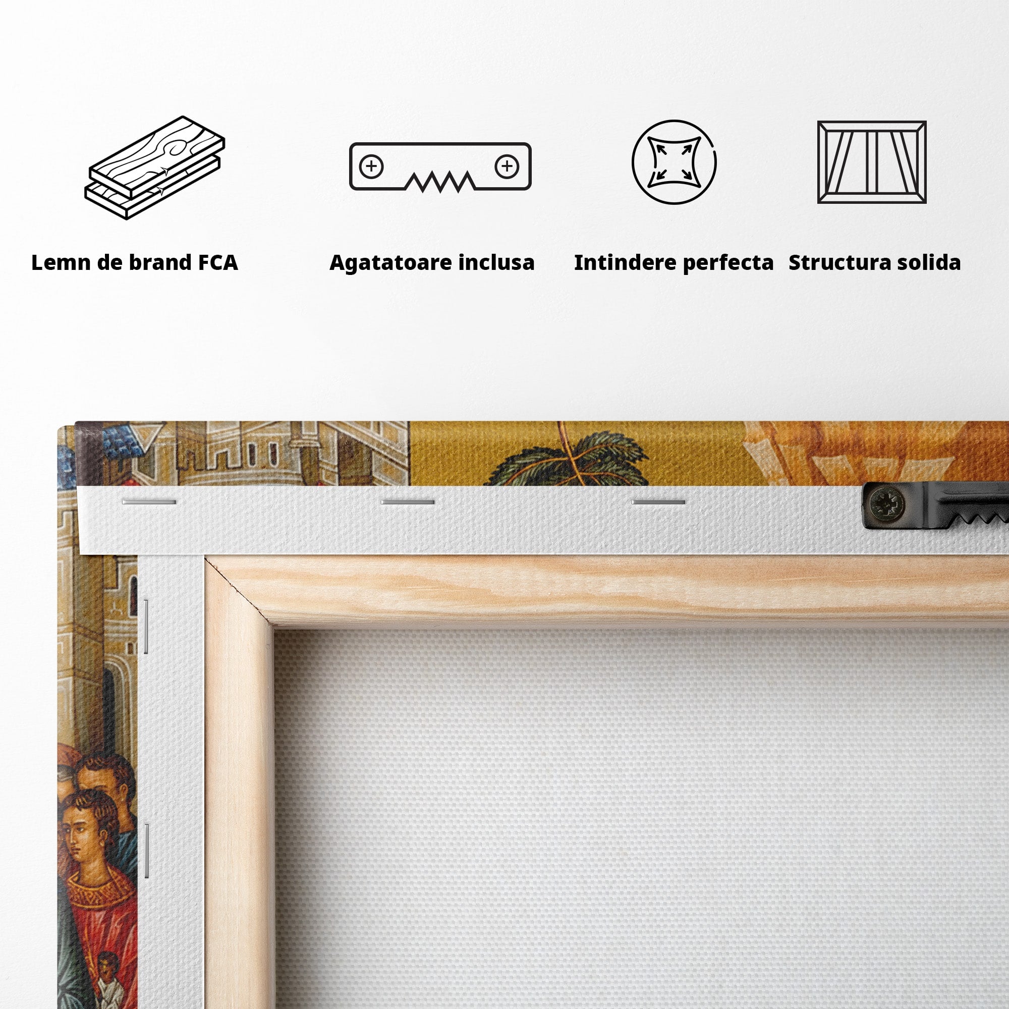 Tablou Canvas Premium LuxCanva® H1118, Intrarea Domnului In Ierusalim, Icoana, Florii, Smerenie, Credinta, Pace, Living, Culori Vibrante
