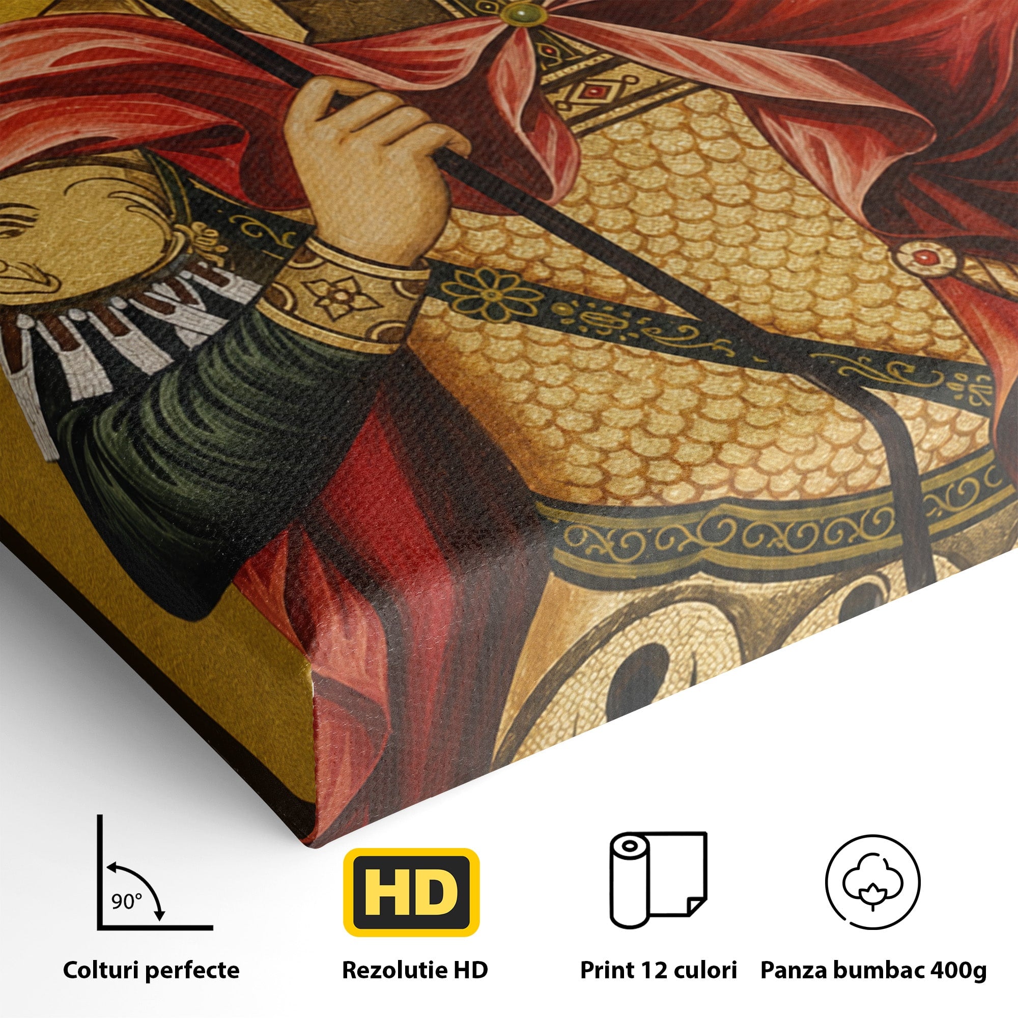 Tablou Canvas Premium LuxCanva® H1119, Sfântul Mare Mucenic Mina, Religie, Icoana, Minuni, Speranta, Dormitor, Birou, Culori Vibrante