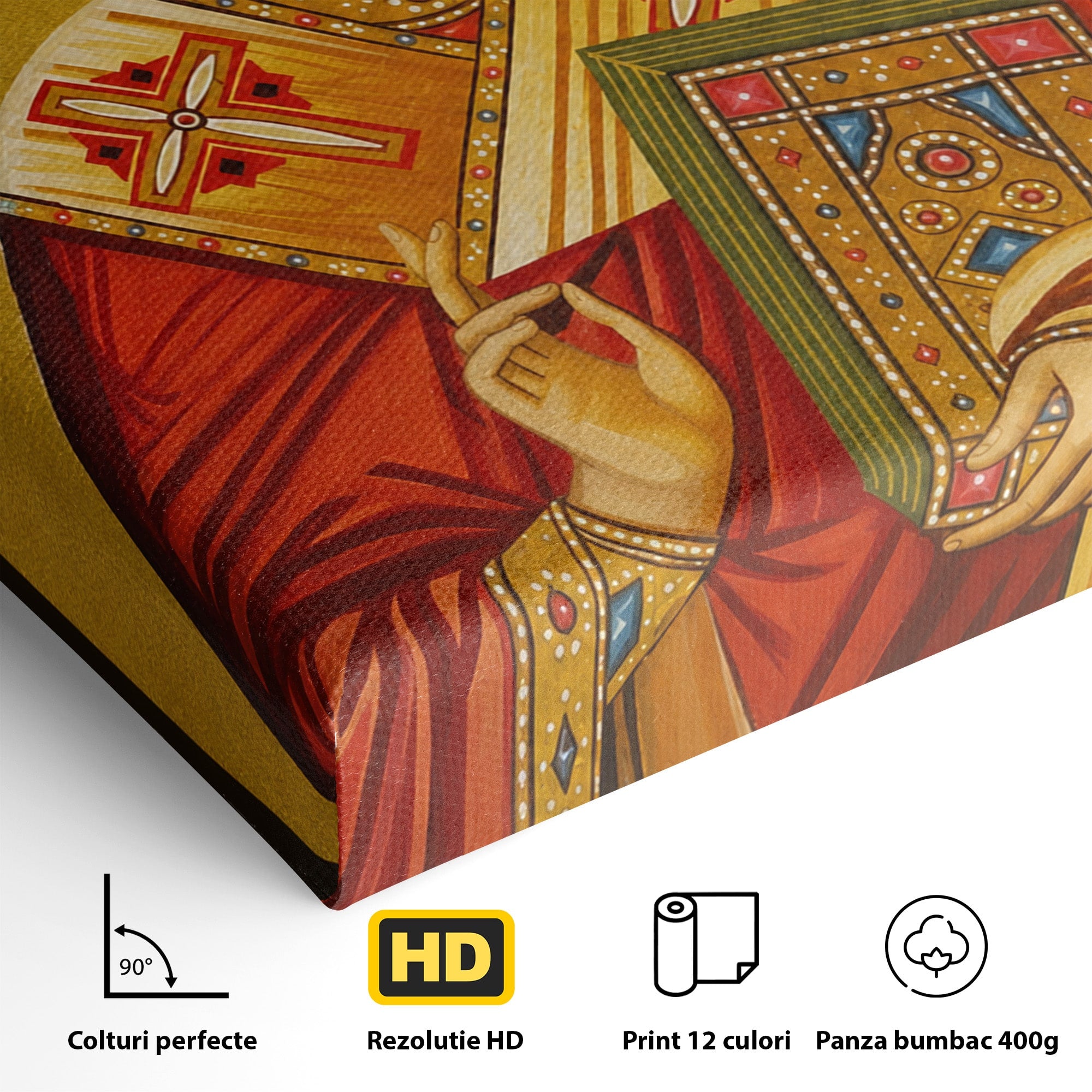 Tablou Canvas Premium LuxCanva® H1120, Sfântul Nicolae – Bunătate, Credință și Ocrotire, Religie, Icoana, Copii, Milostenie, Dormitor, Birou, Culori Vibrante