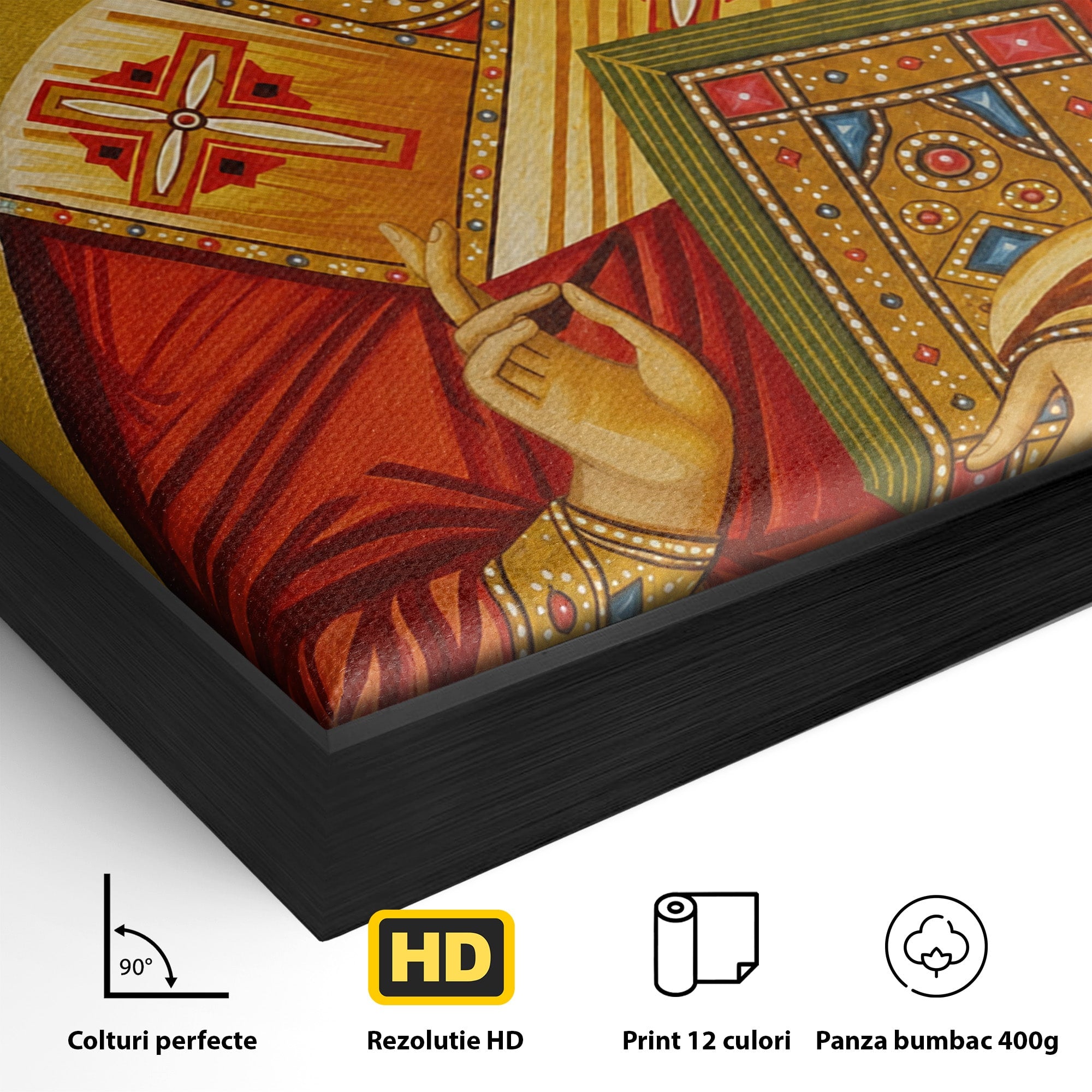 Tablou Canvas Premium LuxCanva® H1120, Sfântul Nicolae – Bunătate, Credință și Ocrotire, Religie, Icoana, Copii, Milostenie, Dormitor, Birou, Culori Vibrante