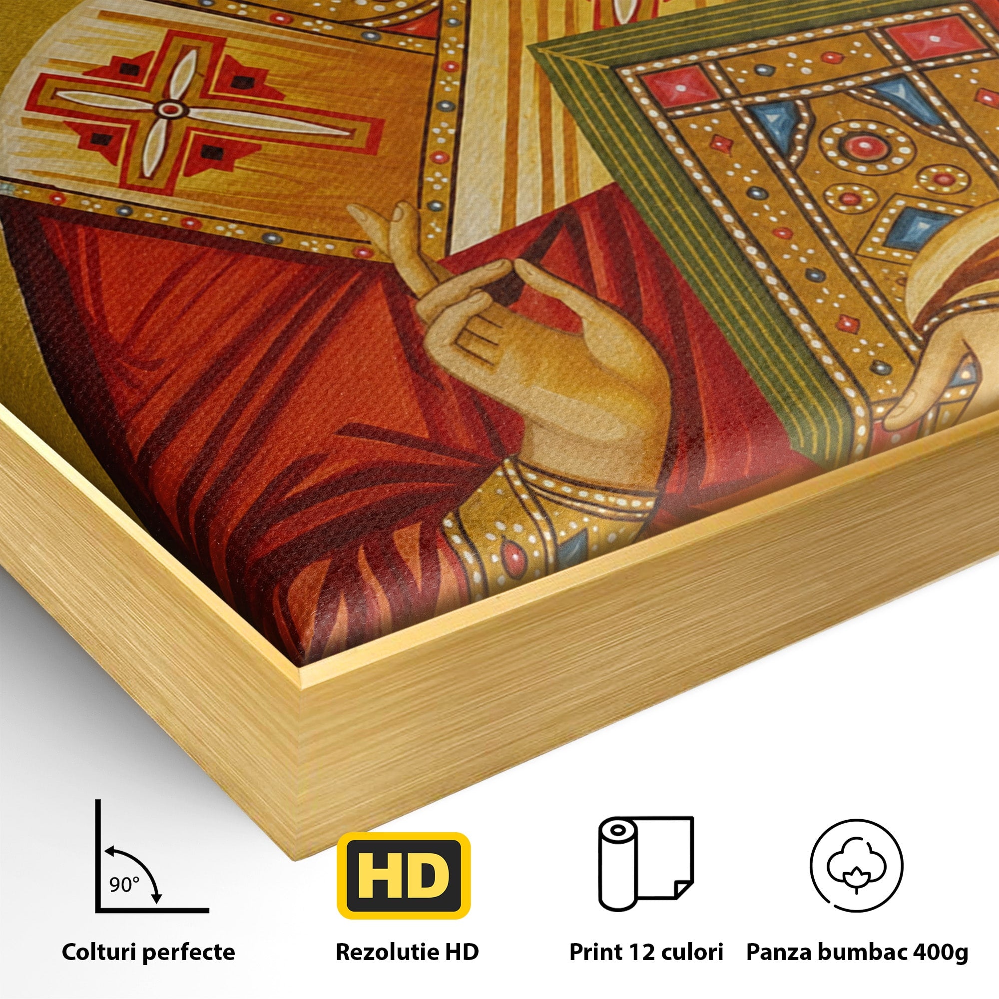 Tablou Canvas Premium LuxCanva® H1120, Sfântul Nicolae – Bunătate, Credință și Ocrotire, Religie, Icoana, Copii, Milostenie, Dormitor, Birou, Culori Vibrante