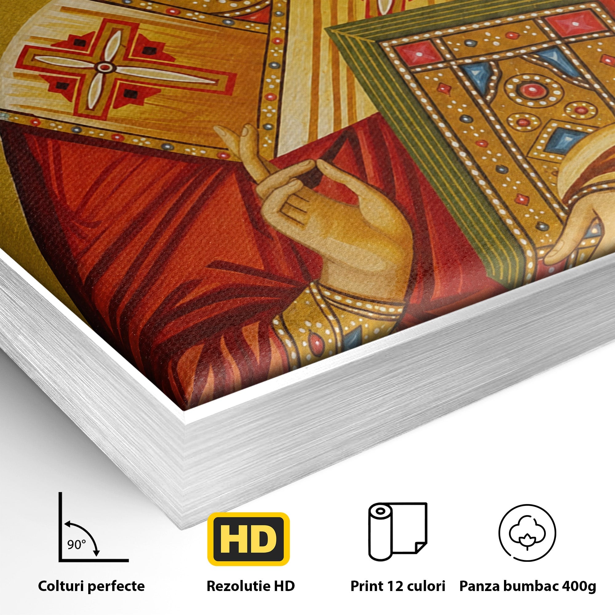 Tablou Canvas Premium LuxCanva® H1120, Sfântul Nicolae – Bunătate, Credință și Ocrotire, Religie, Icoana, Copii, Milostenie, Dormitor, Birou, Culori Vibrante