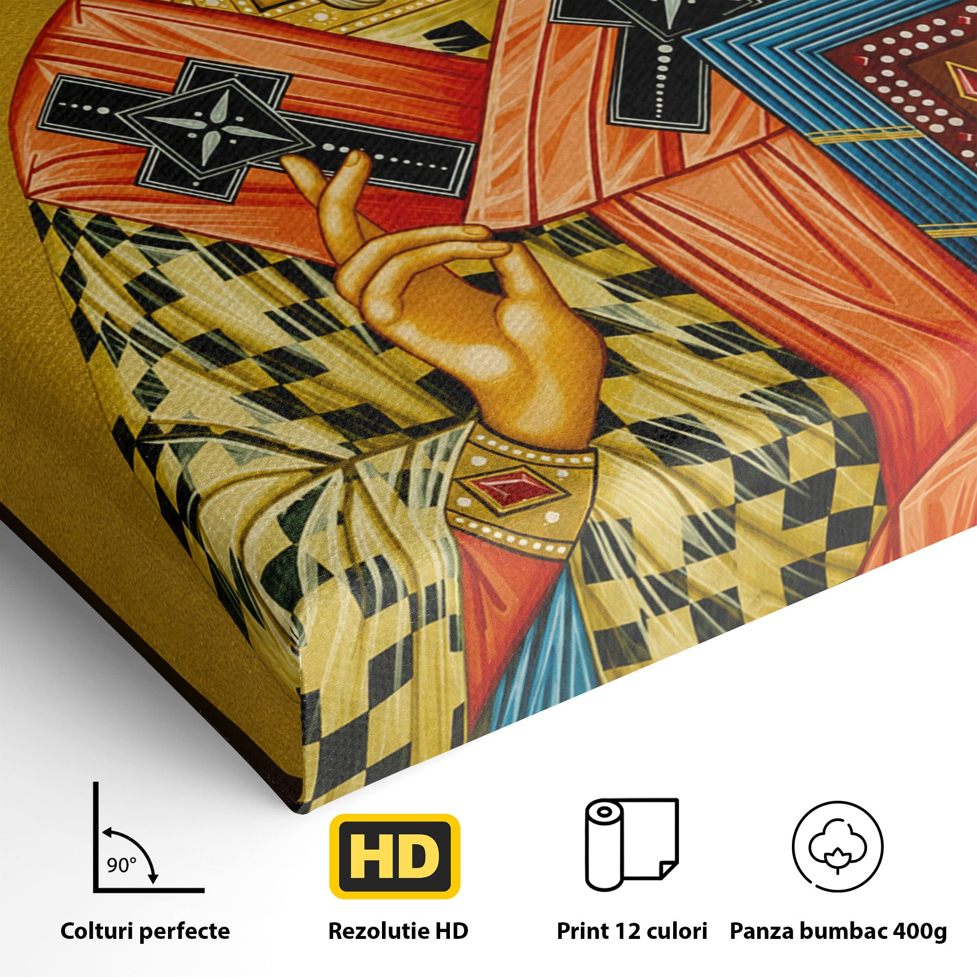 Tablou Canvas Premium LuxCanva® H1121, Sfântul Spiridon – Făcătorul de Minuni, Icoana, Ocrotitor, Sprijin, Credinta, Dormitor, Birou, Culori Vibrante