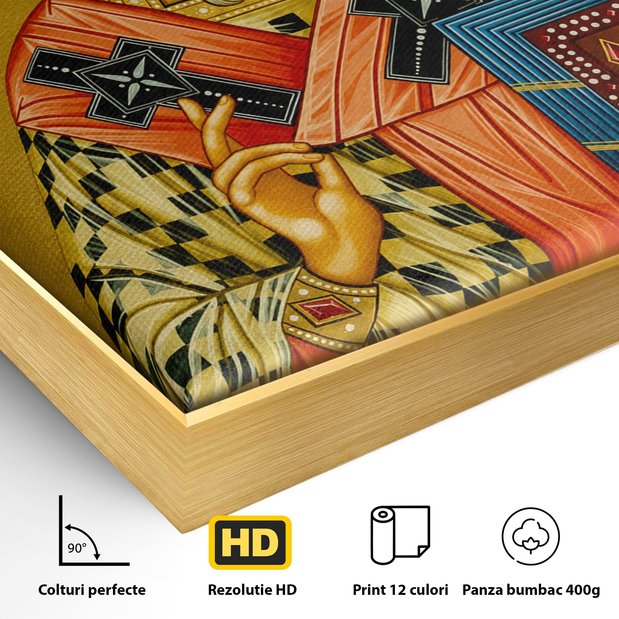 Tablou Canvas Premium LuxCanva® H1121, Sfântul Spiridon – Făcătorul de Minuni, Icoana, Ocrotitor, Sprijin, Credinta, Dormitor, Birou, Culori Vibrante