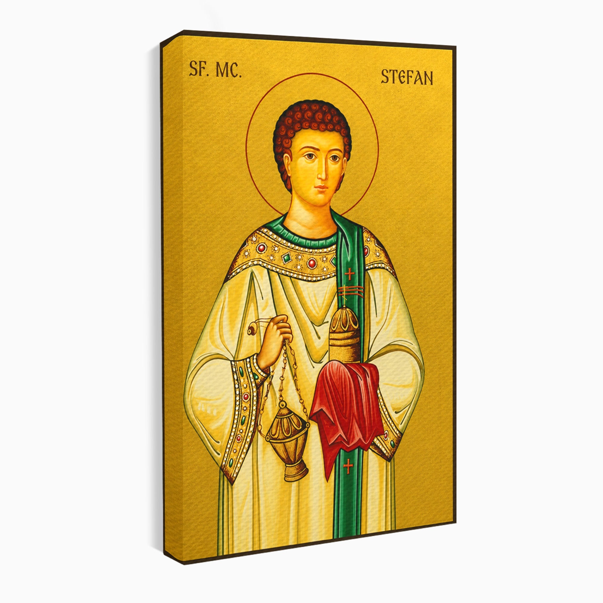 Tablou Canvas Premium LuxCanva® H1122, Sfântul Ștefan – Mărturisitorul lui Hristos, Intaiul, Mucenic, Jertfa, Credinta, Sfintenie, Dormitor, Birou, Culori Vibrante