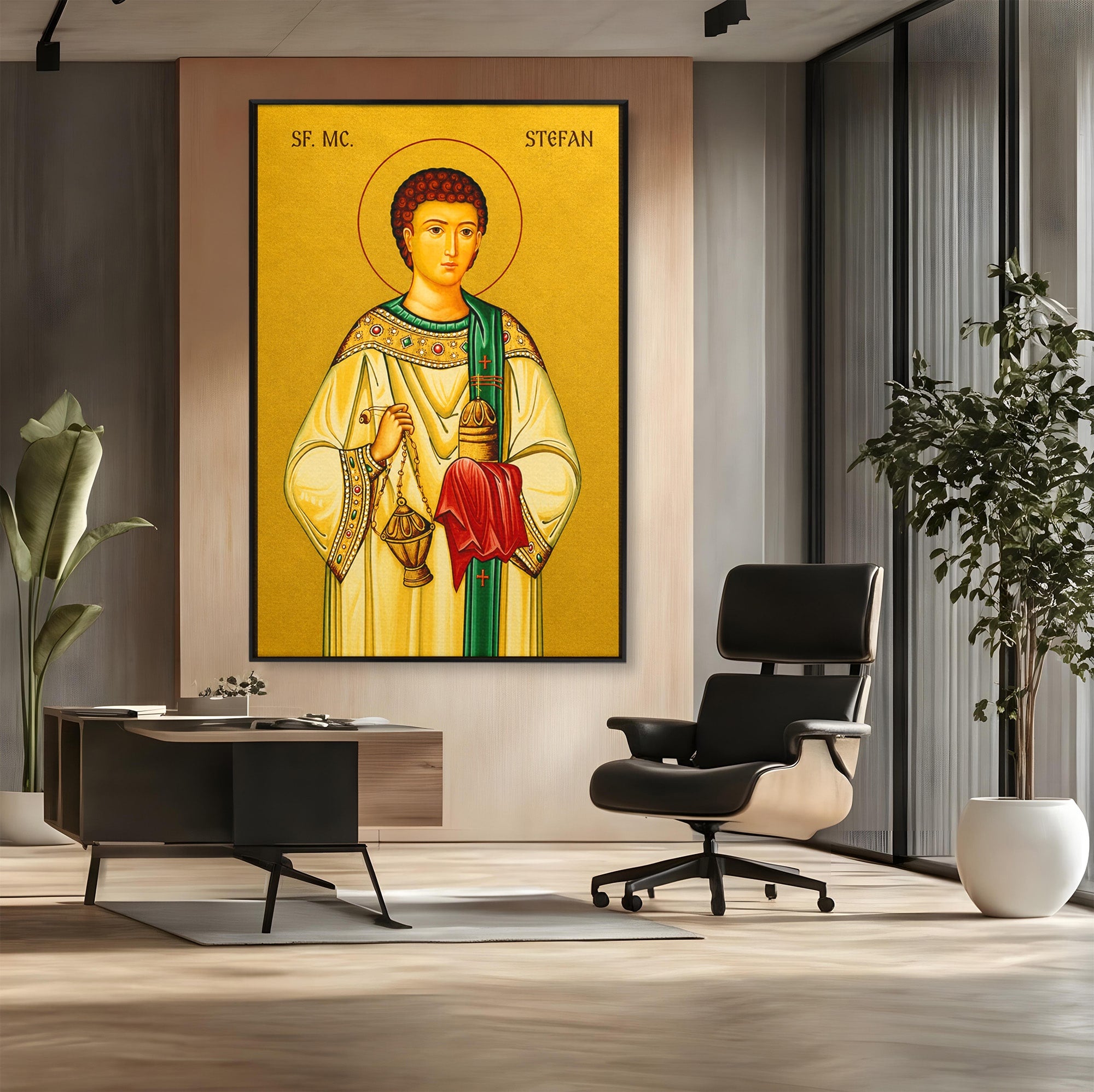 Tablou Canvas Premium LuxCanva® H1122, Sfântul Ștefan – Mărturisitorul lui Hristos, Intaiul, Mucenic, Jertfa, Credinta, Sfintenie, Dormitor, Birou, Culori Vibrante
