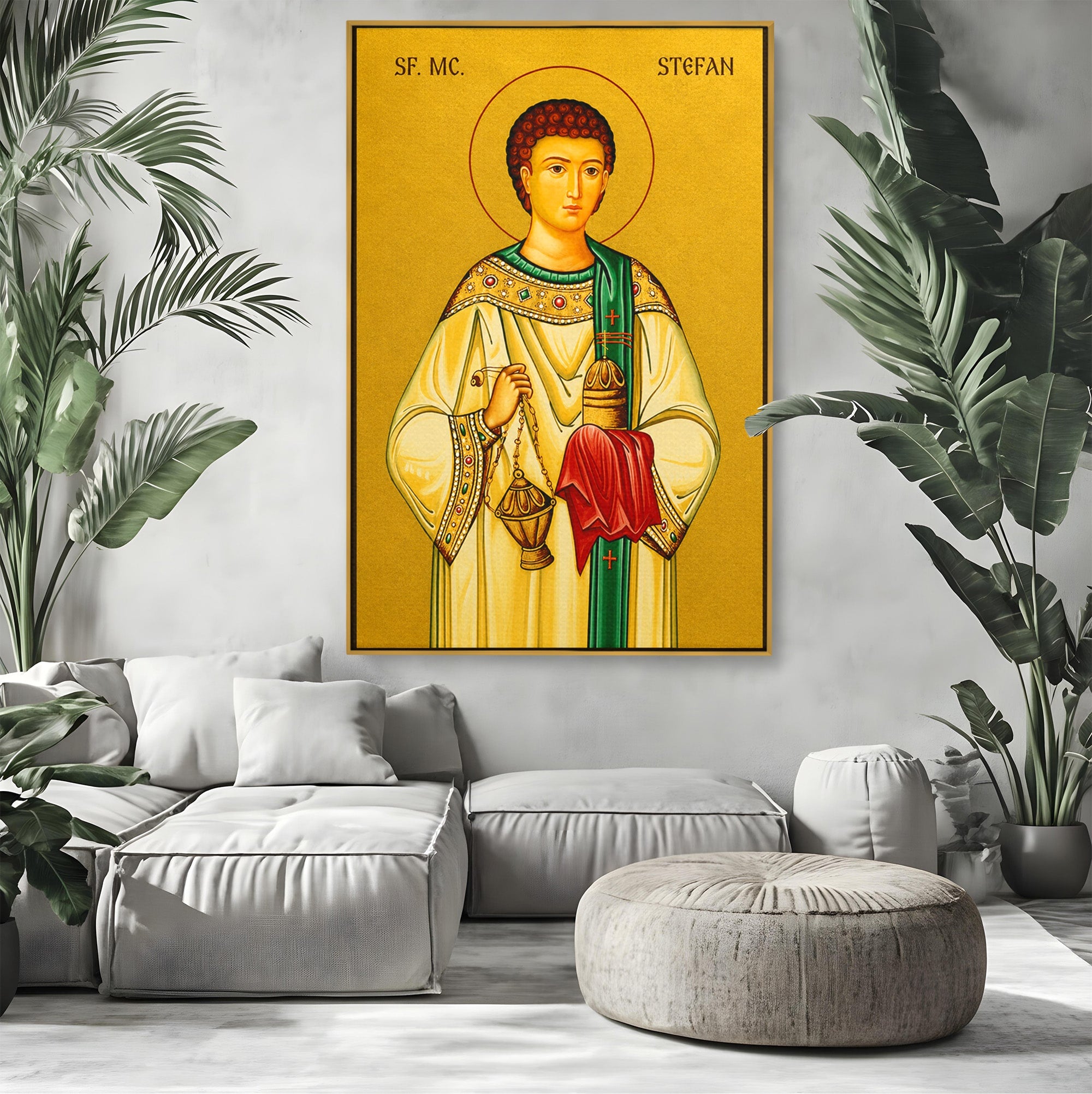 Tablou Canvas Premium LuxCanva® H1122, Sfântul Ștefan – Mărturisitorul lui Hristos, Intaiul, Mucenic, Jertfa, Credinta, Sfintenie, Dormitor, Birou, Culori Vibrante