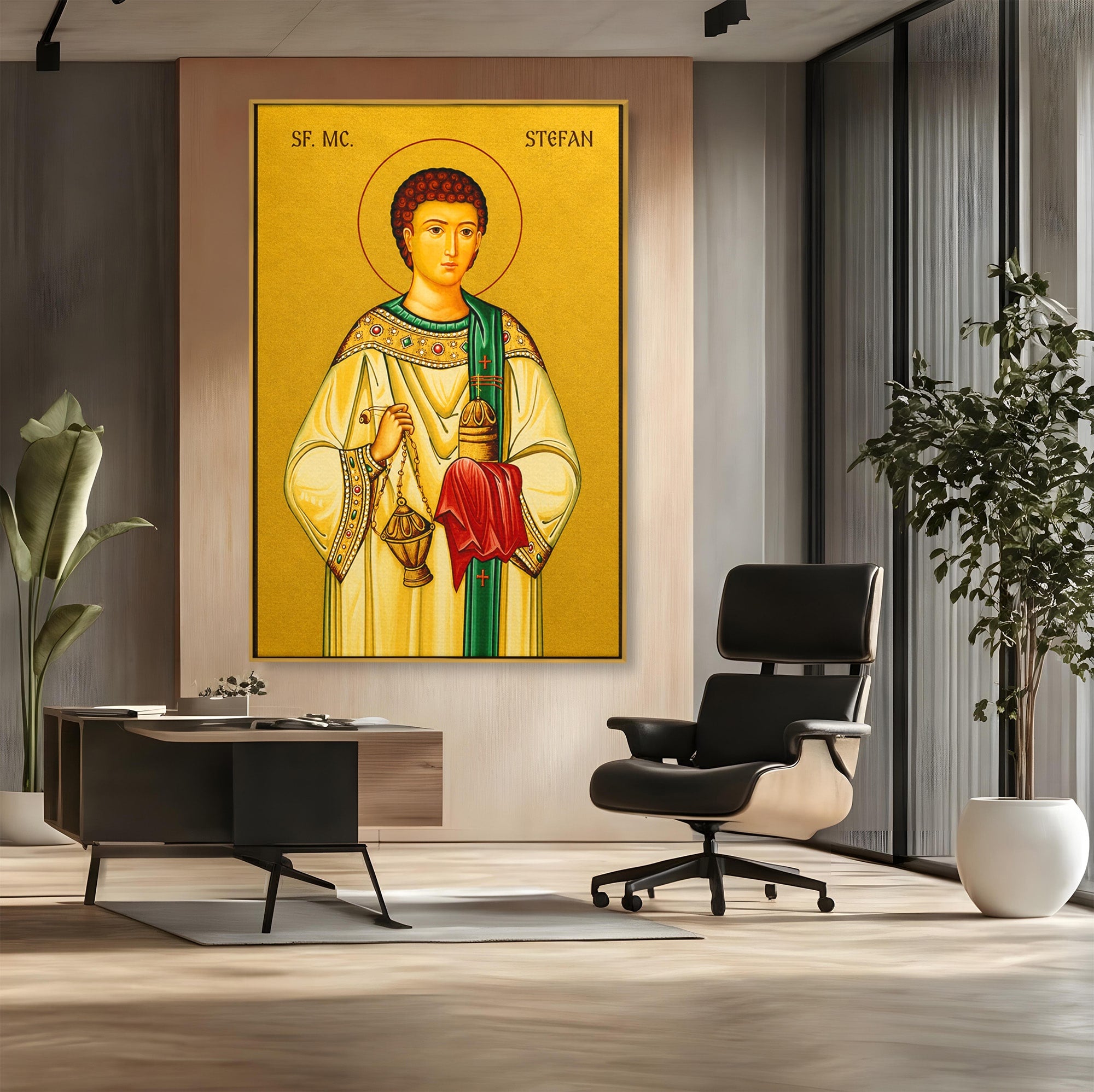 Tablou Canvas Premium LuxCanva® H1122, Sfântul Ștefan – Mărturisitorul lui Hristos, Intaiul, Mucenic, Jertfa, Credinta, Sfintenie, Dormitor, Birou, Culori Vibrante
