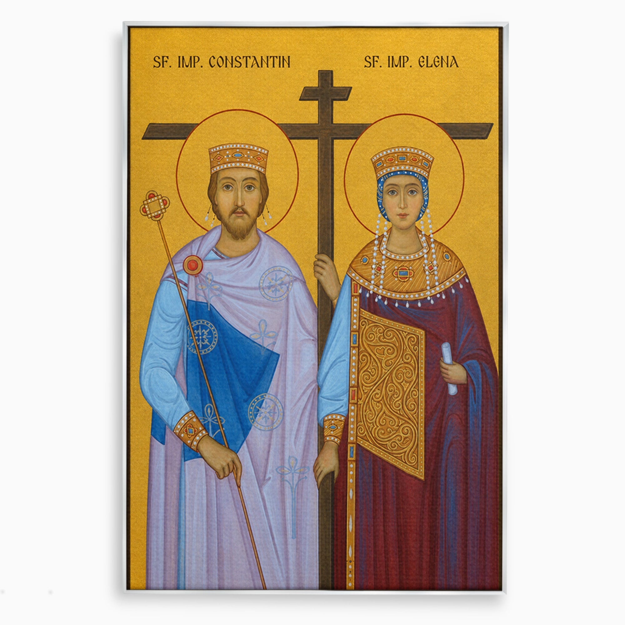 Tablou Canvas Premium LuxCanva® H1124, Sfintii Imparati Constantin Si Elena, Icoana, Religie, Credinta, Dormitor, Hol, Culori Vibrante