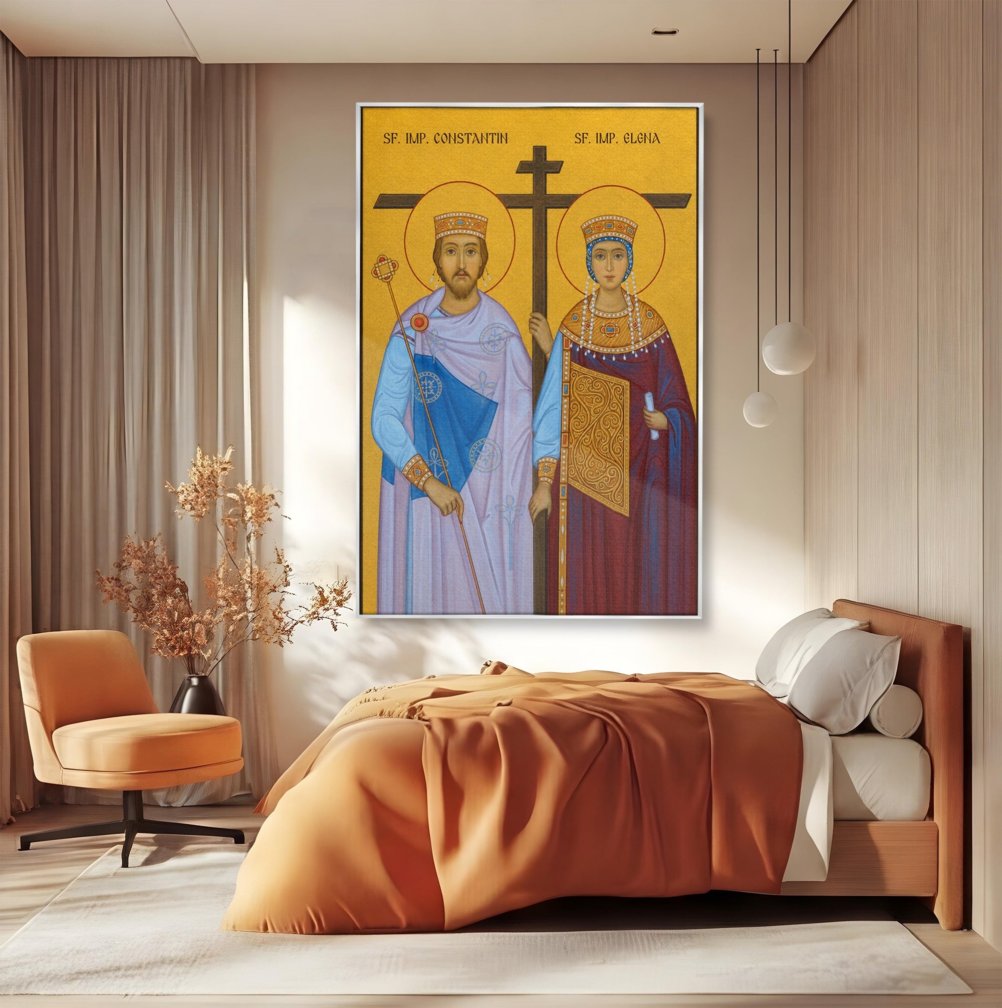 Tablou Canvas Premium LuxCanva® H1124, Sfintii Imparati Constantin Si Elena, Icoana, Religie, Credinta, Dormitor, Hol, Culori Vibrante