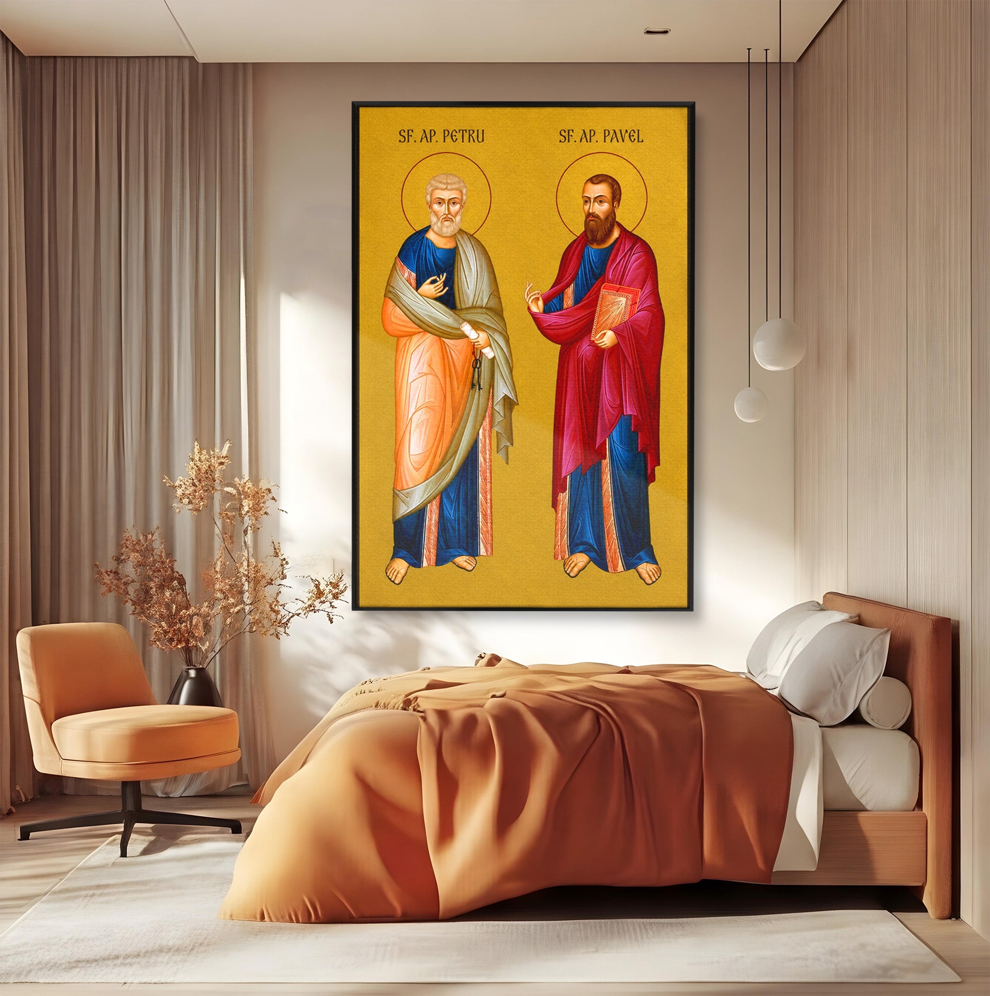 Tablou Canvas Premium LuxCanva® H1126, Sfintii Apostoli Petru Si Pavel, Icoana, Marturisire, Propovăduire, Dormitor, Birou, Culori Vibrante