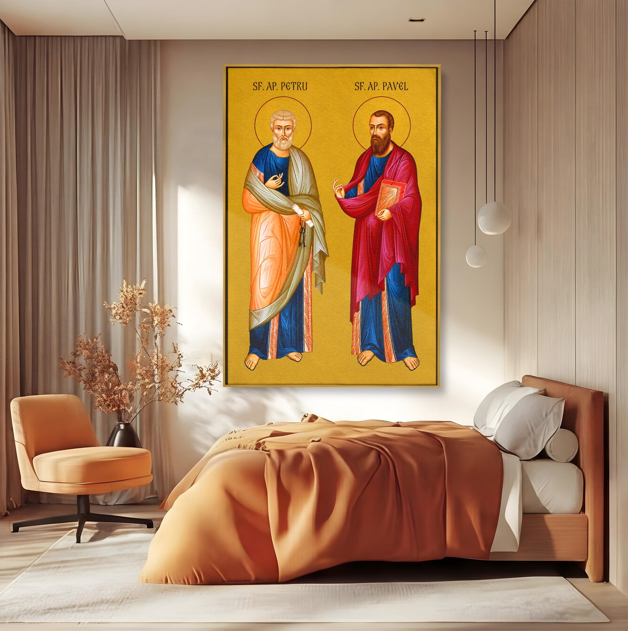 Tablou Canvas Premium LuxCanva® H1126, Sfintii Apostoli Petru Si Pavel, Icoana, Marturisire, Propovăduire, Dormitor, Birou, Culori Vibrante