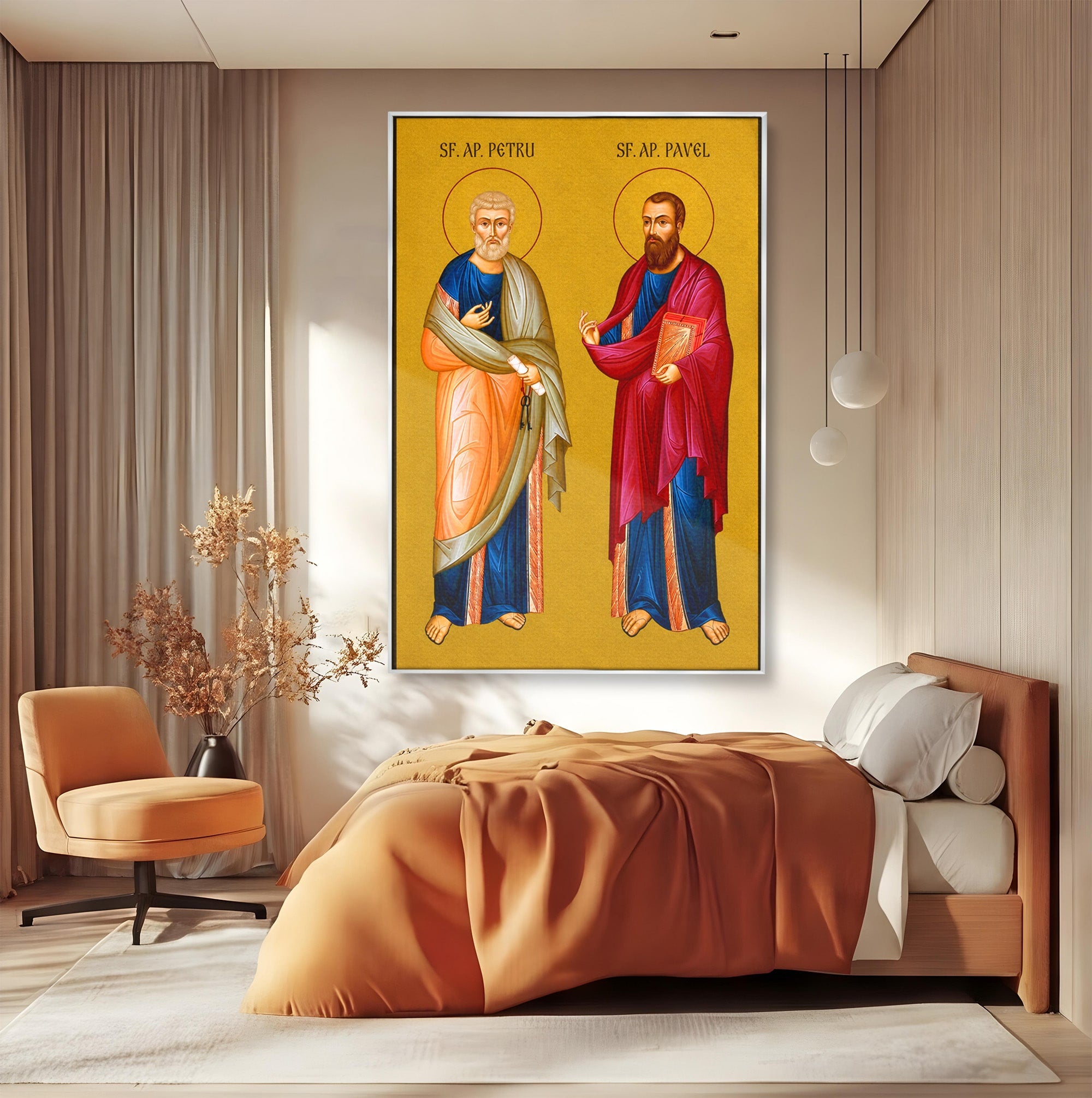 Tablou Canvas Premium LuxCanva® H1126, Sfintii Apostoli Petru Si Pavel, Icoana, Marturisire, Propovăduire, Dormitor, Birou, Culori Vibrante