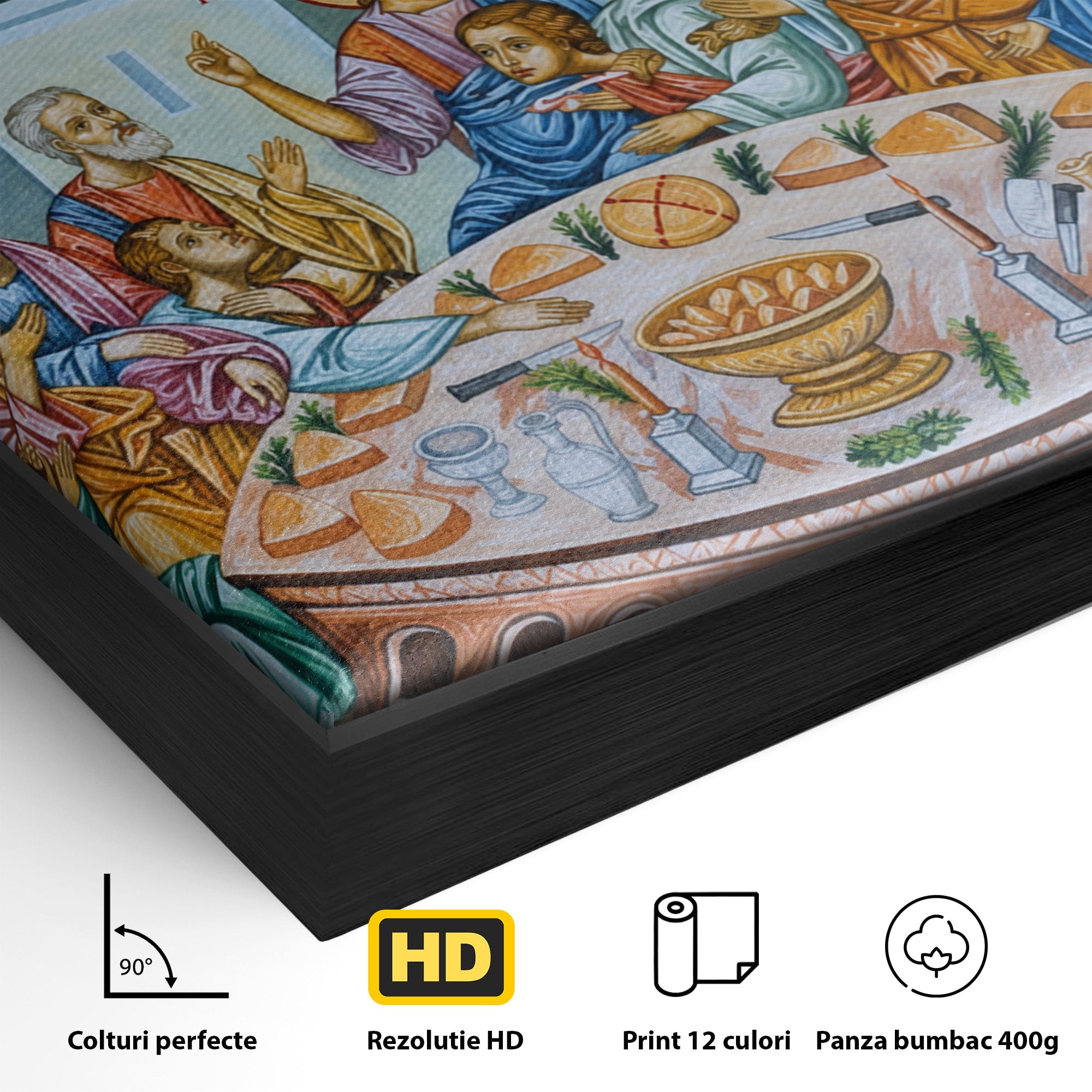 Tablou Canvas Premium LuxCanva® H1128, Cina Cea De Taina, Apostoli, Icoana, Iubire, Divina, Biblic, Living, Culori Vibrante