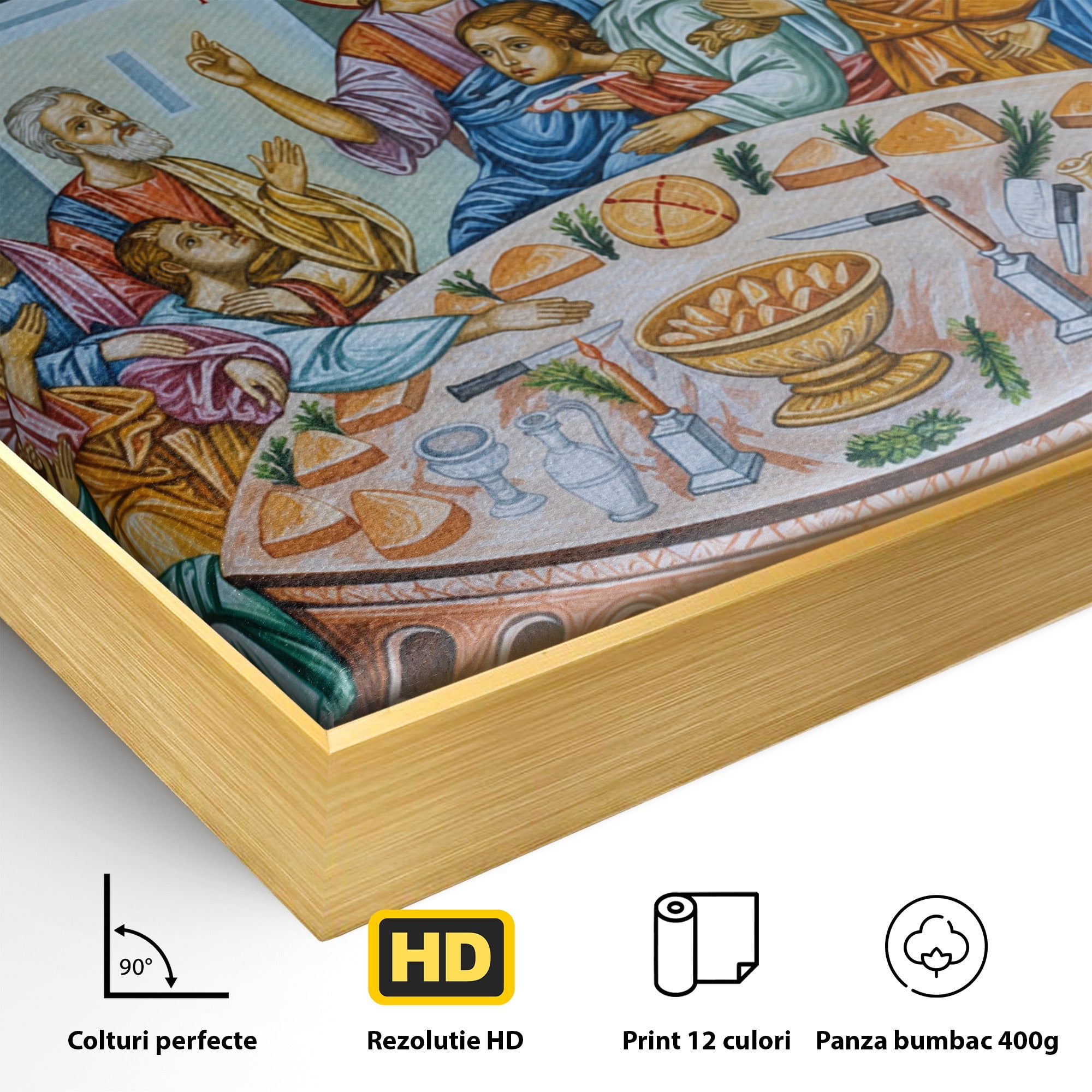 Tablou Canvas Premium LuxCanva® H1128, Cina Cea De Taina, Apostoli, Icoana, Iubire, Divina, Biblic, Living, Culori Vibrante