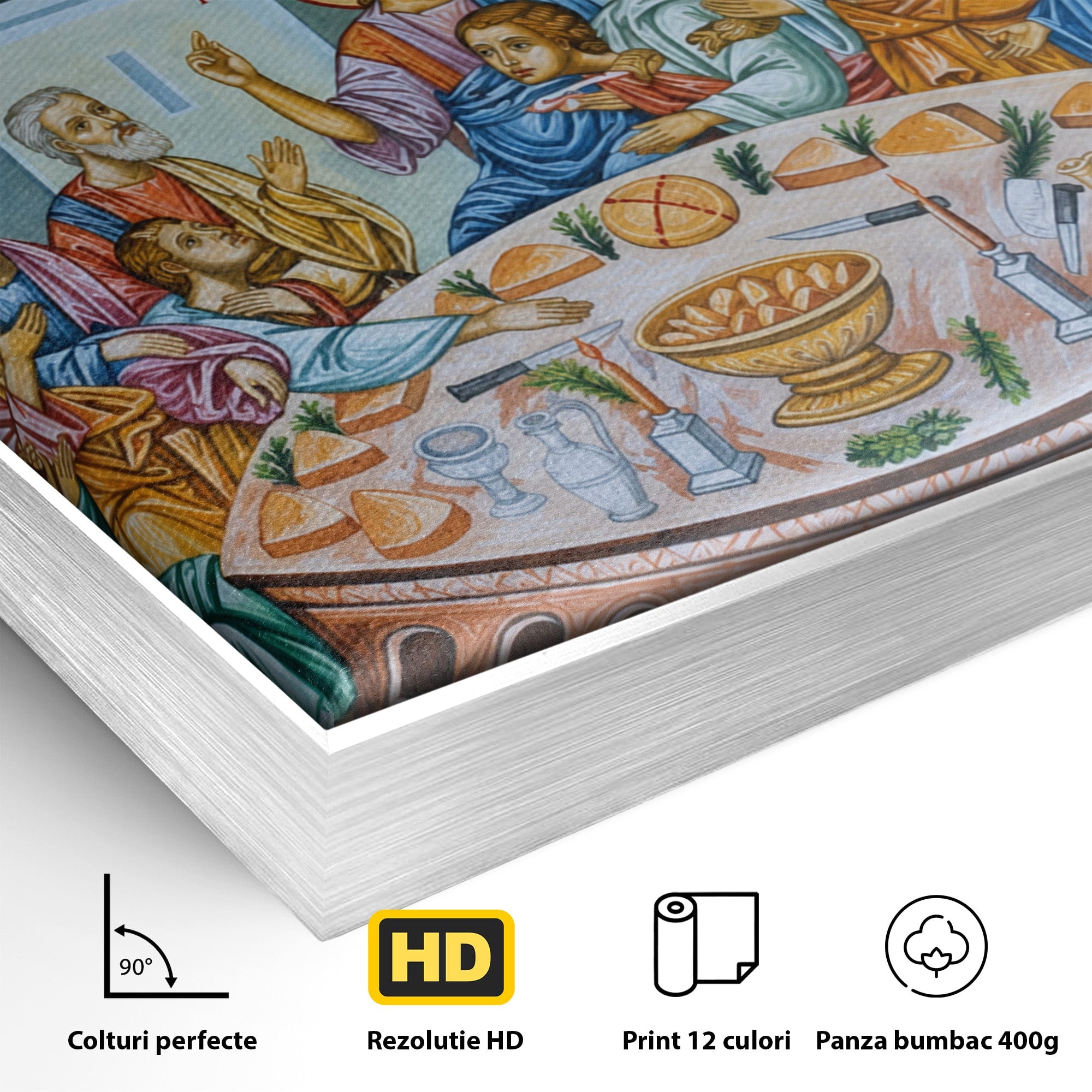 Tablou Canvas Premium LuxCanva® H1128, Cina Cea De Taina, Apostoli, Icoana, Iubire, Divina, Biblic, Living, Culori Vibrante