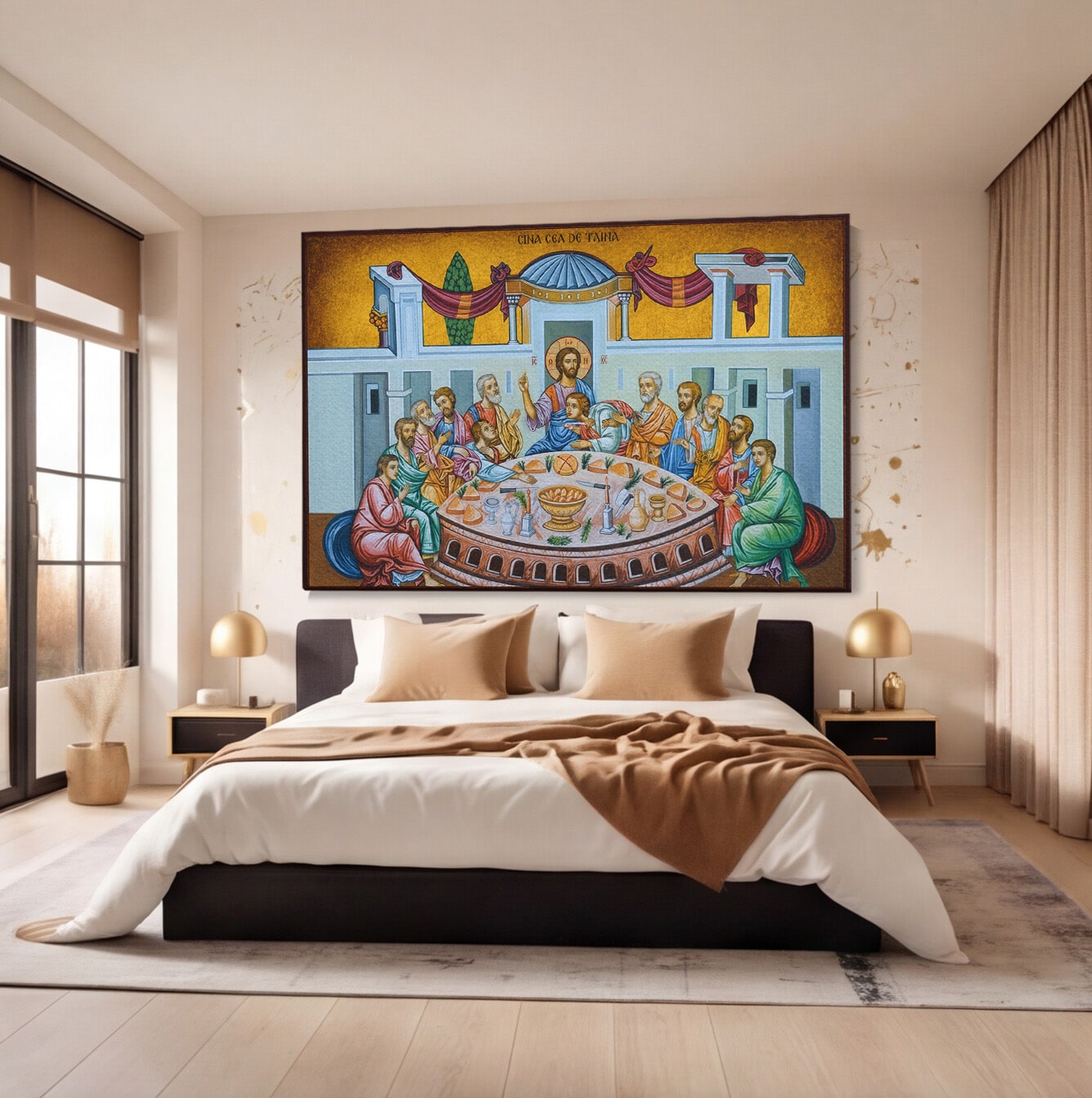 Tablou Canvas Premium LuxCanva® H1128, Cina Cea De Taina, Apostoli, Icoana, Iubire, Divina, Biblic, Living, Culori Vibrante