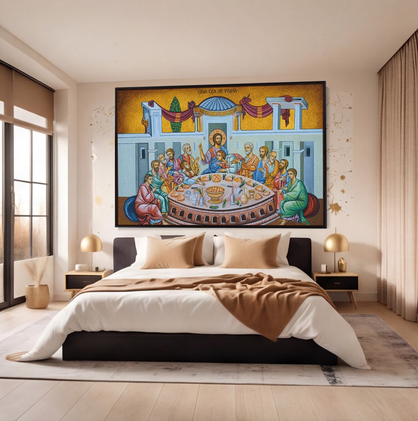 Tablou Canvas Premium LuxCanva® H1128, Cina Cea De Taina, Apostoli, Icoana, Iubire, Divina, Biblic, Living, Culori Vibrante