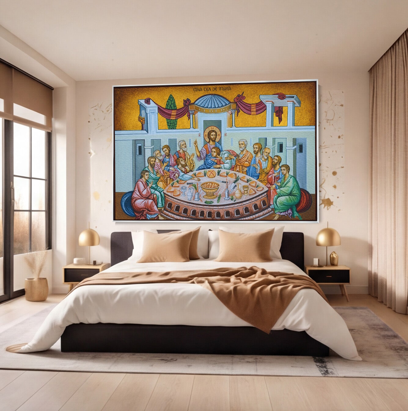 Tablou Canvas Premium LuxCanva® H1128, Cina Cea De Taina, Apostoli, Icoana, Iubire, Divina, Biblic, Living, Culori Vibrante
